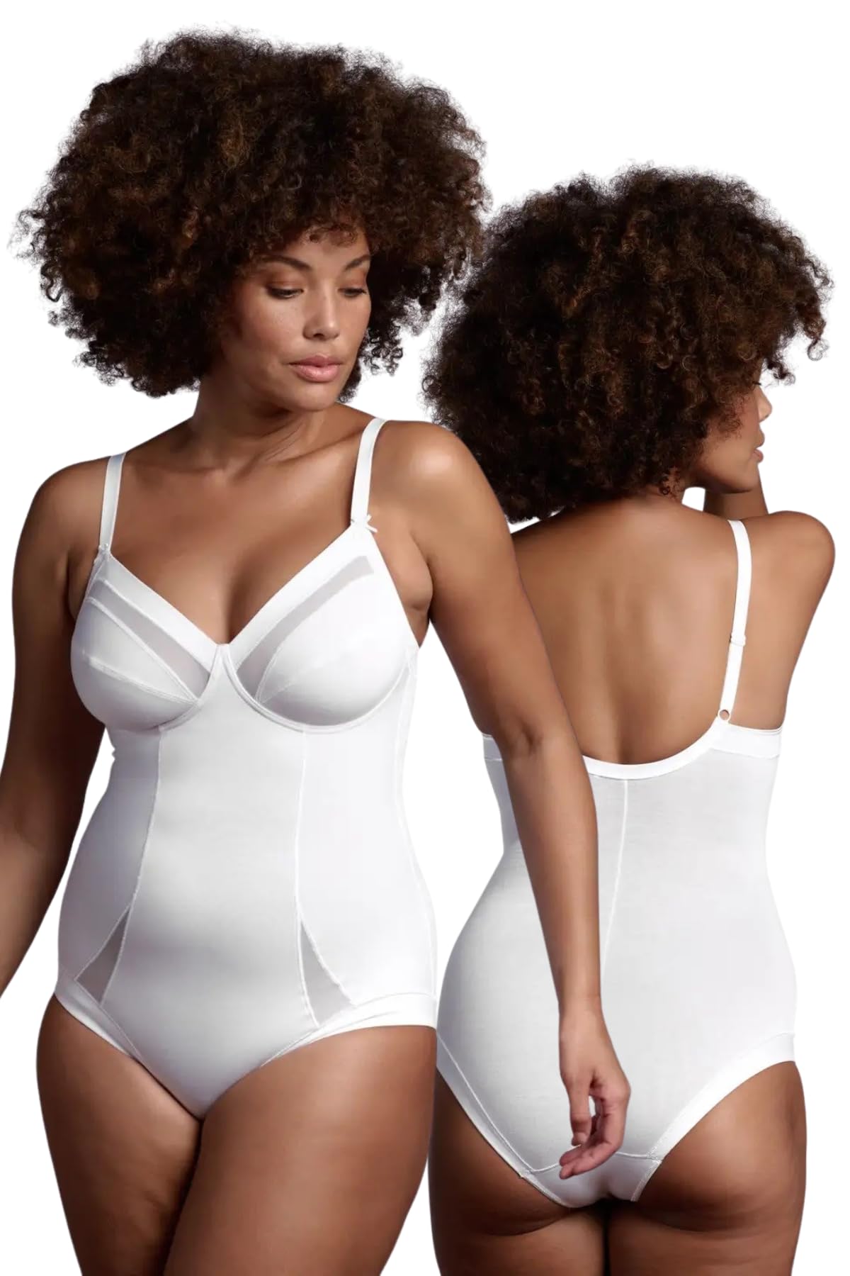 Lady C body donna cotone senza ferretto coppa C S bianco contenitivo