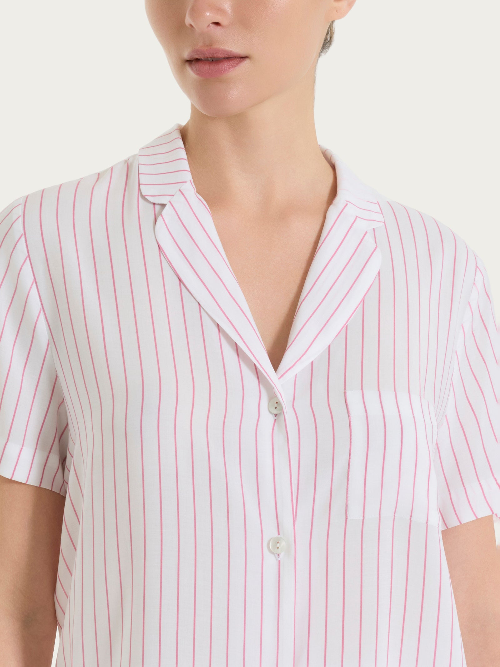 Ragno EcoSeta pigiama corto righe Cashmere Rose viscosa