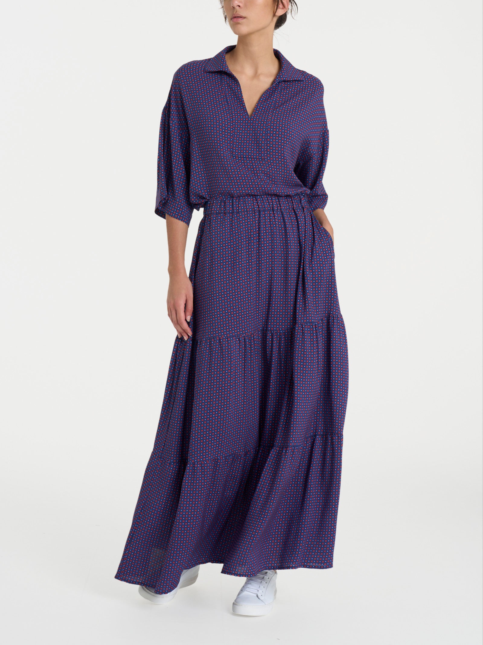 Ragno EcoSeta Blusa Collo Camicia Fant. Salsa