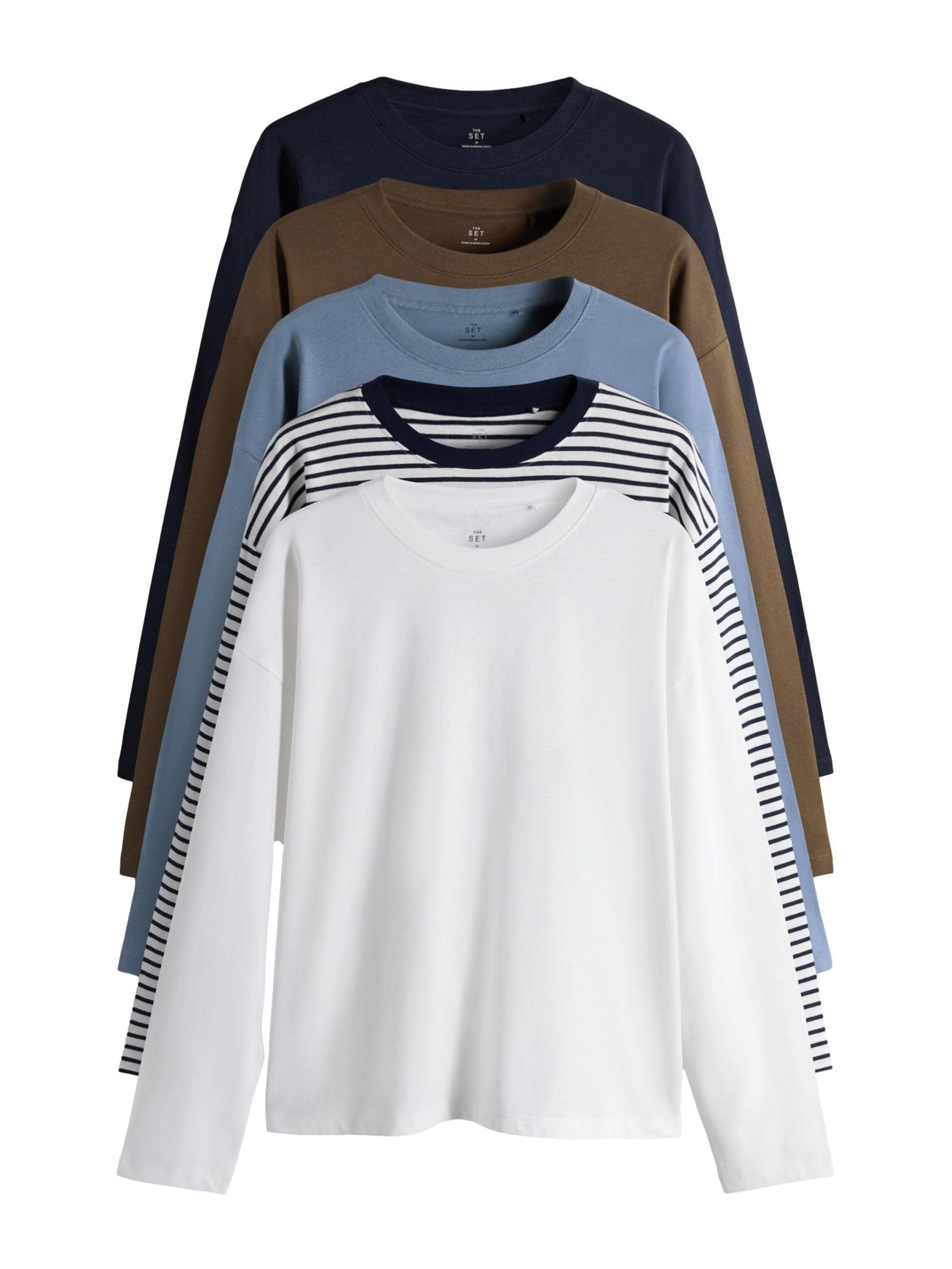 Next The Set Magliette Donna Manica Lunga Confezione da 5 Comoda