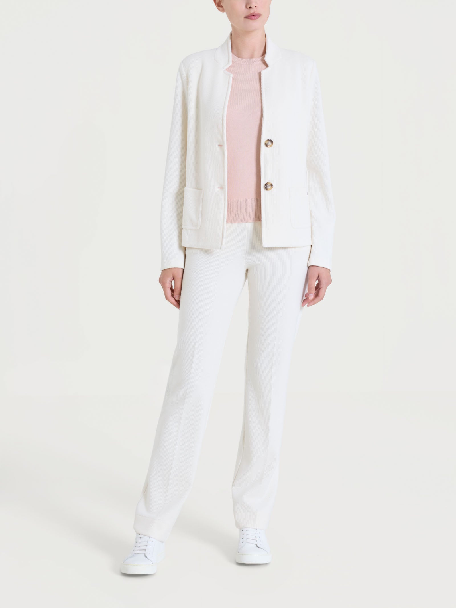 Ragno Velvet blazer corto Avorio due bottoni caldo