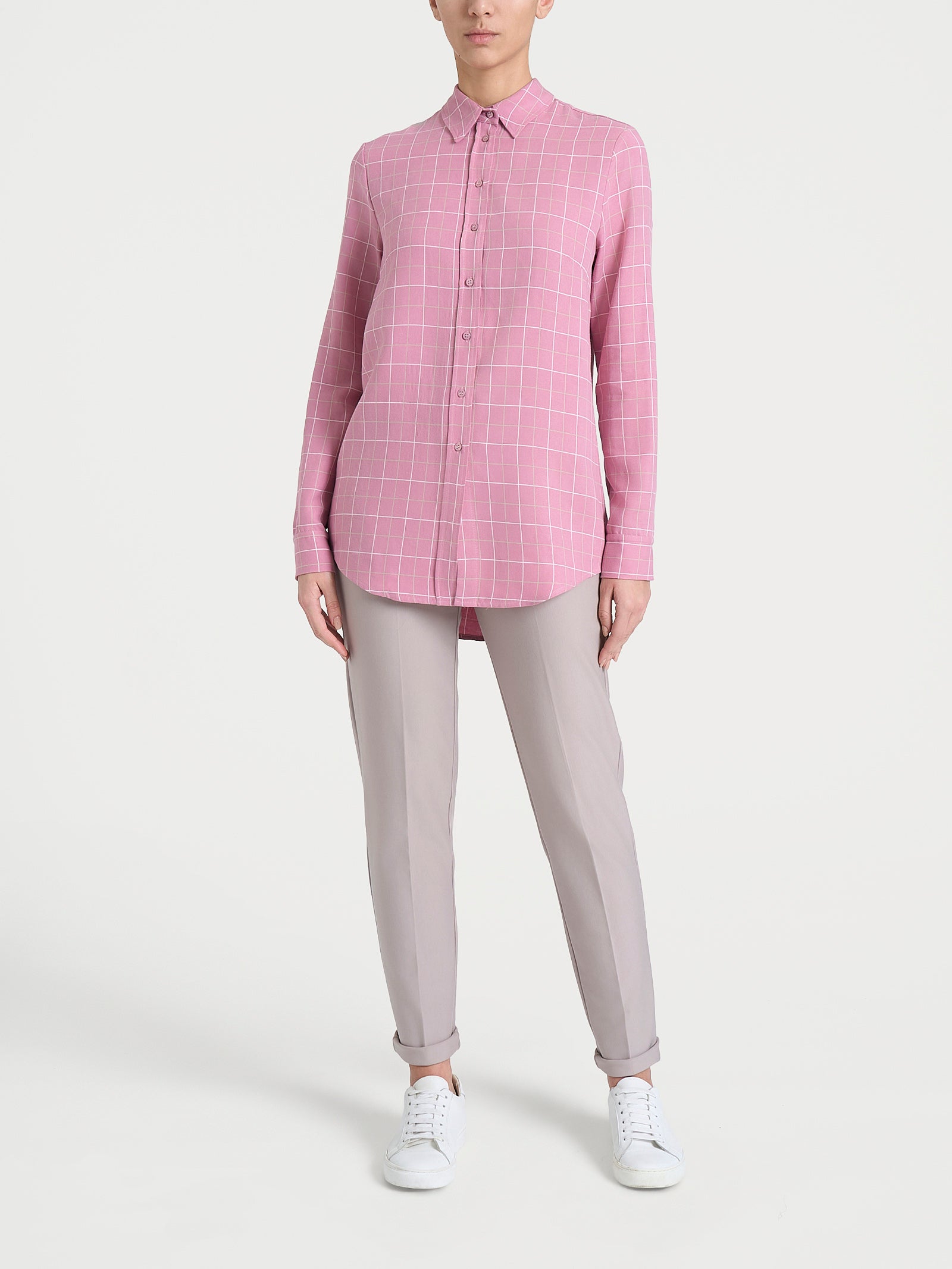 Ragno Winter EcoSeta camicia macro check Fant. Lilas quadri