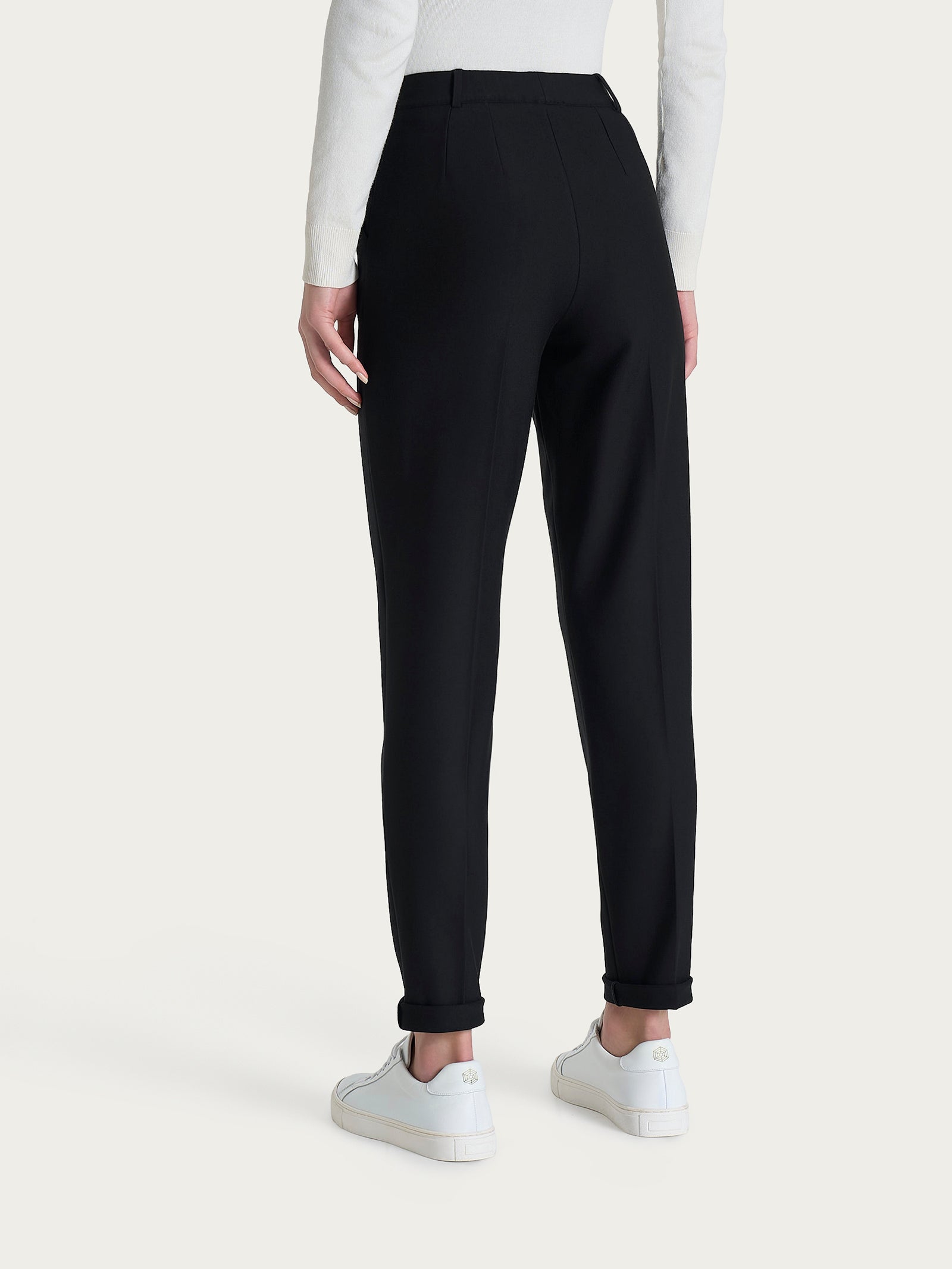 Ragno Compact pantalone chino slim Nero punto Milano risvolto