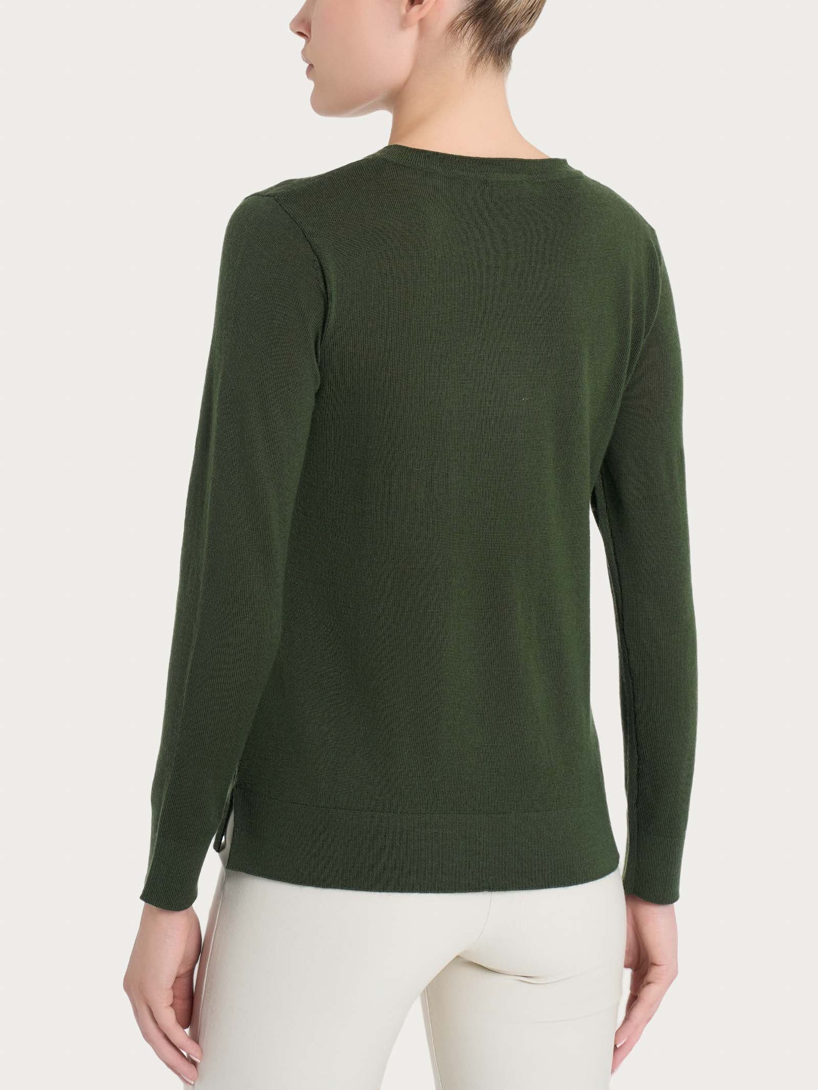 Ragno Merino Soft maglia girocollo Kombu Green calda
