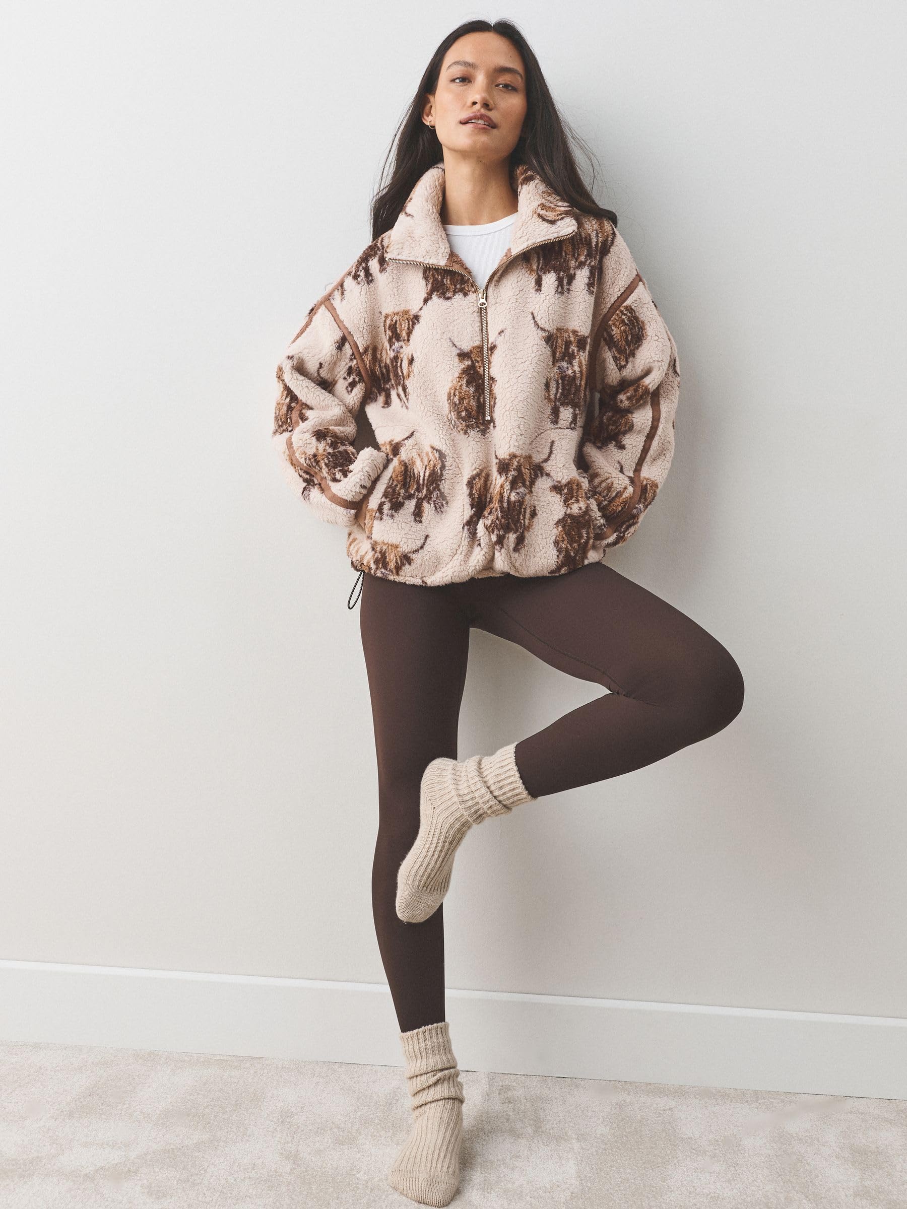 Next pile donna mezza zip sherpa