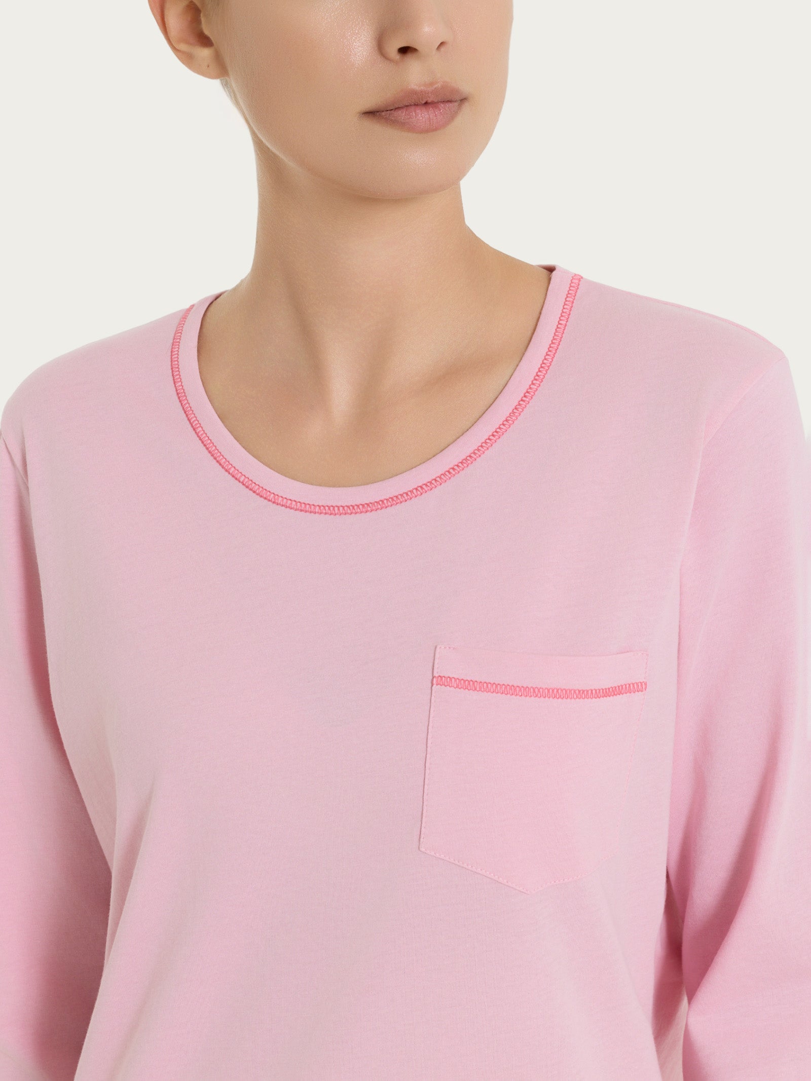 Ragno Pigiama Lungo Jersey Cotone Cameo Pink rosa donna