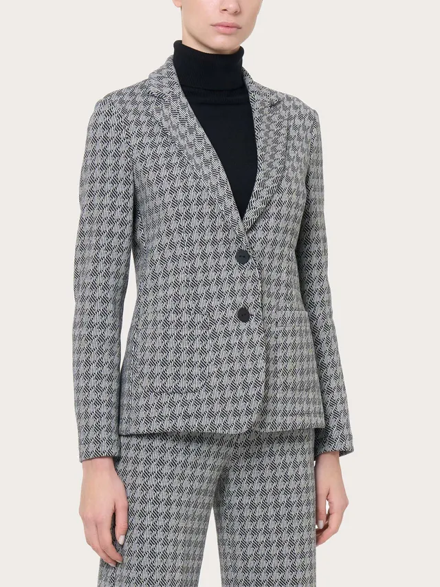 Ragno Compact blazer due bottoni fantasia nero jacquard