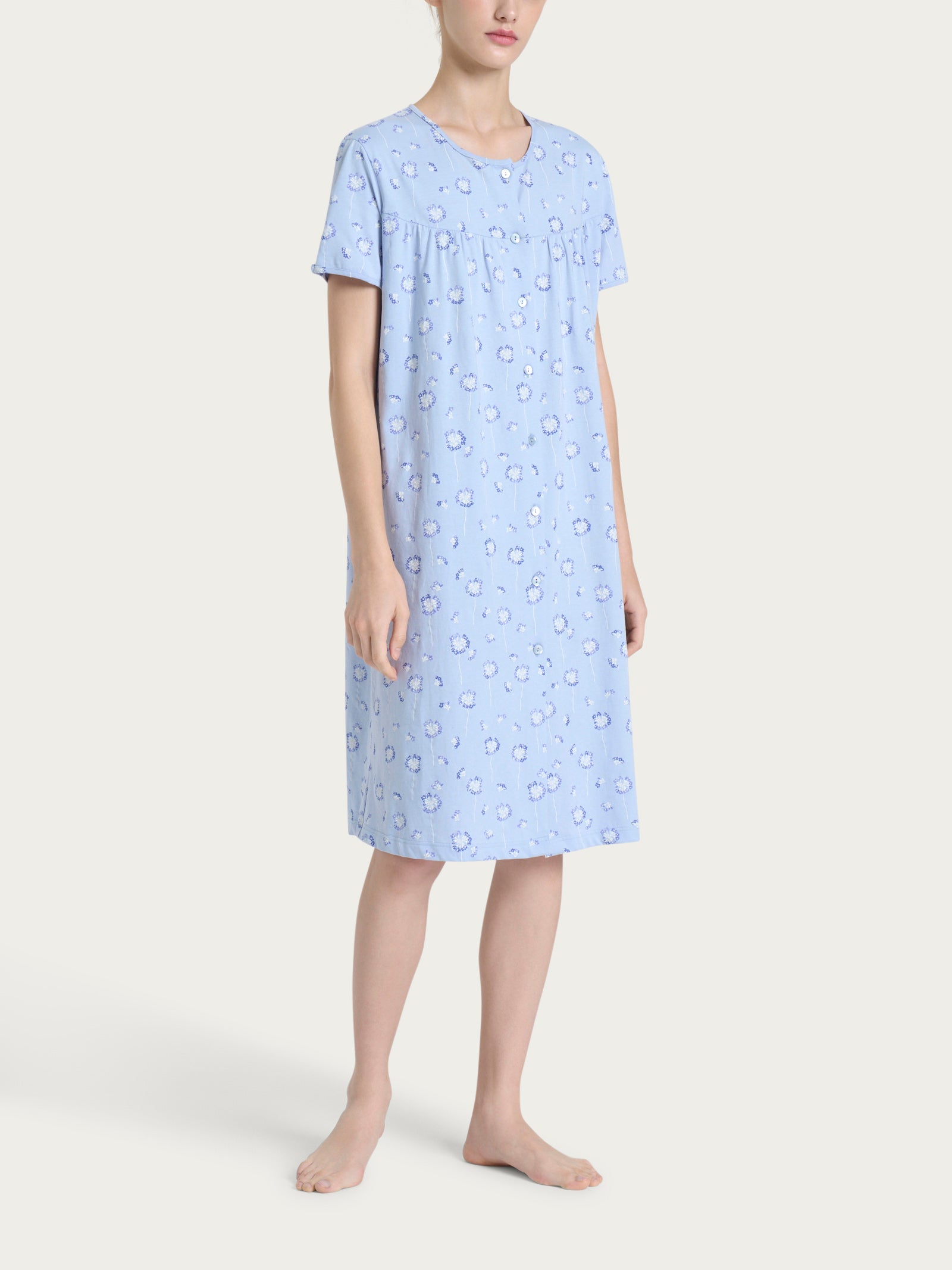 Ragno Jersey Cotone 54-60 camicia notte Fant. Brunnera Blue cotone