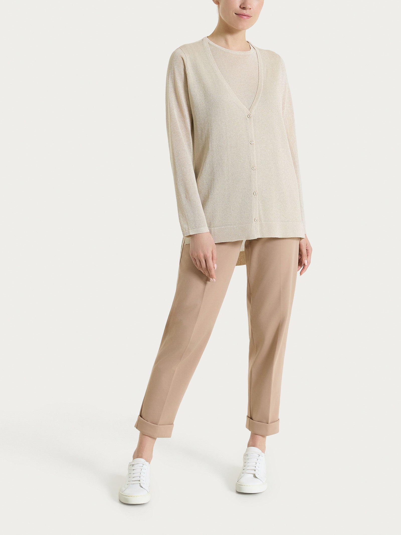Ragno Crêpe Lurex Cardigan Donna Champignon bottoni