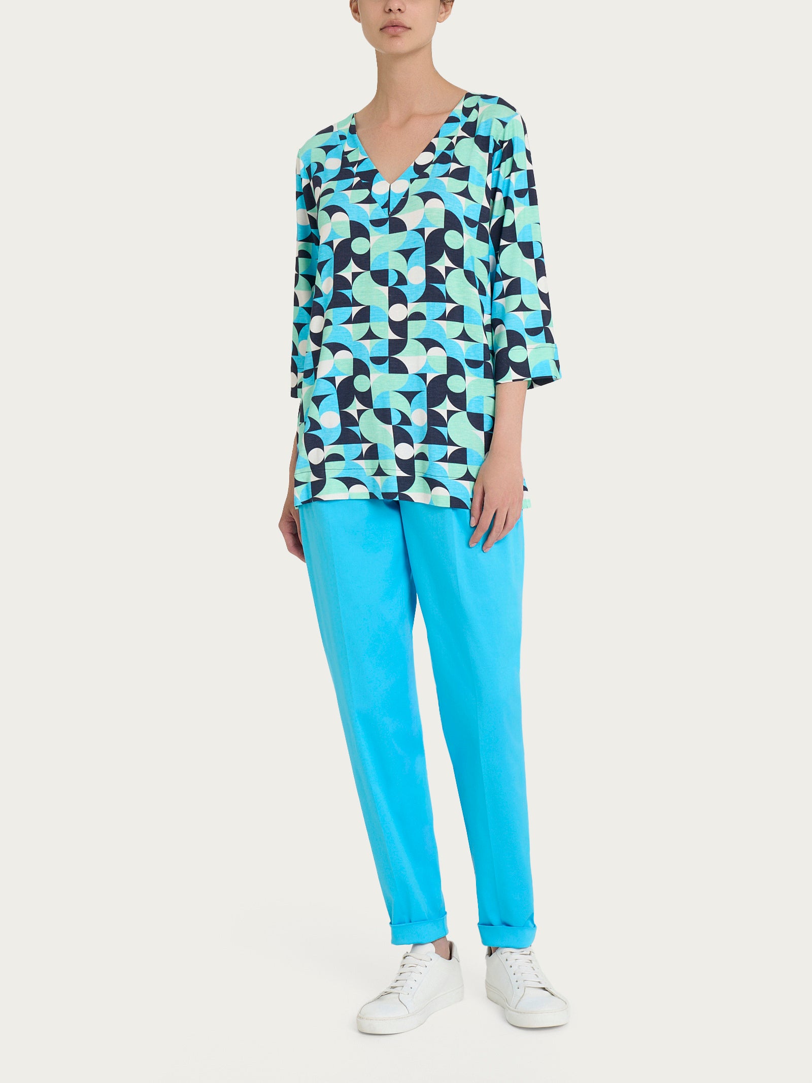 Ragno Viscosa Summer blusa scollo V Fant. Aquarius manica 3/4
