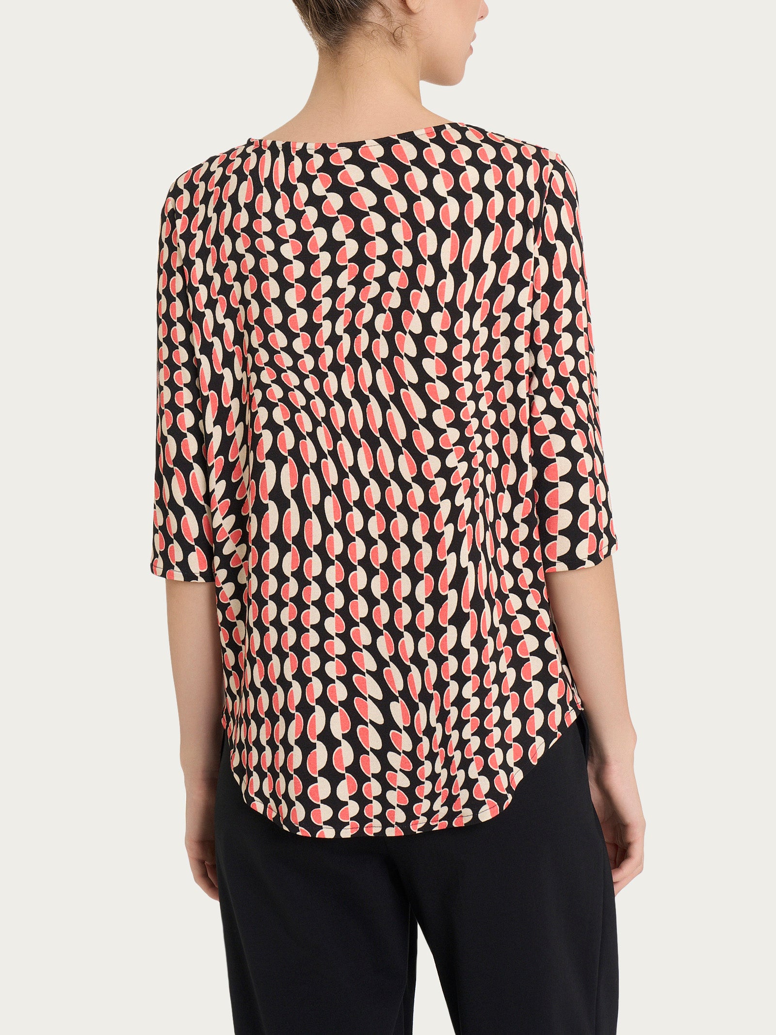 Ragno Crepe maglietta donna Nero onde manica 3/4
