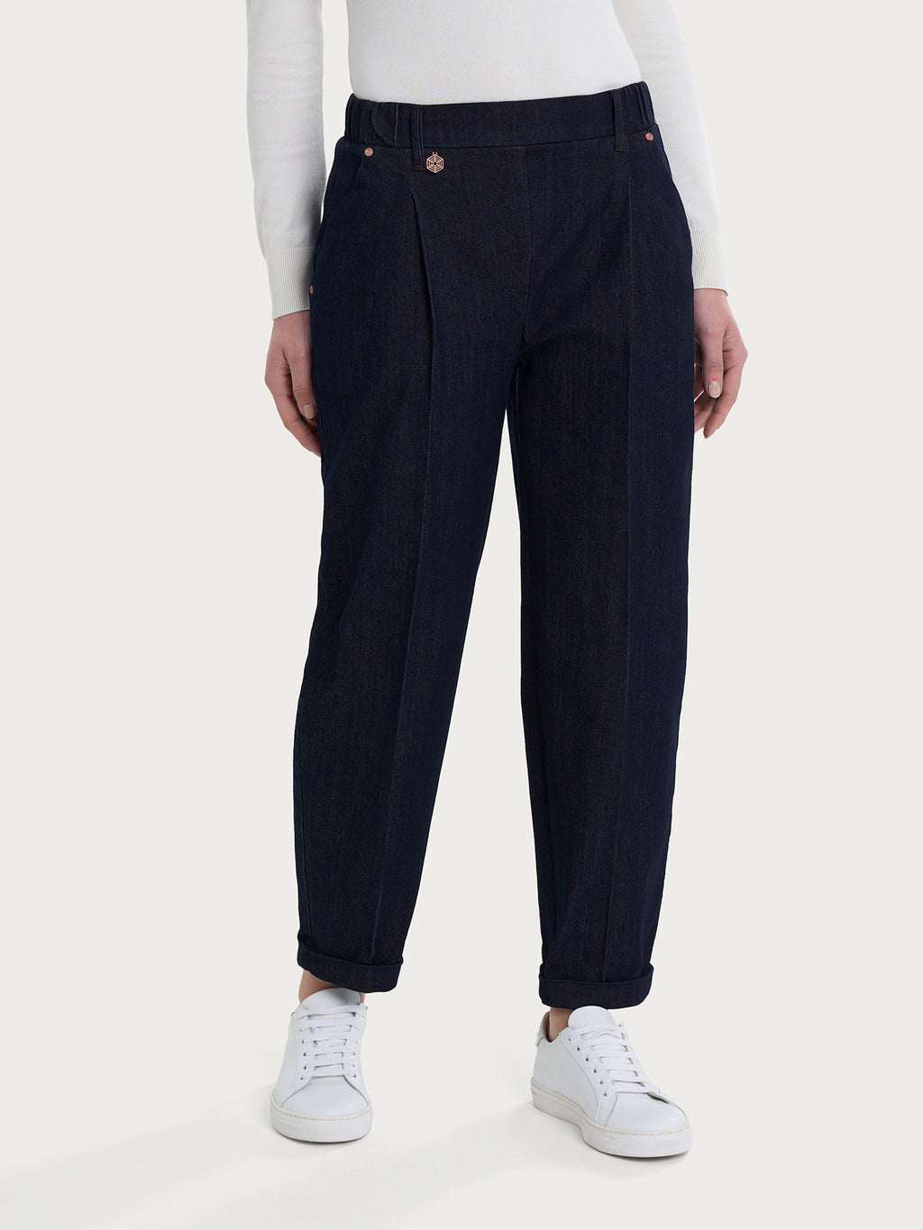 Ragno 4 Seasons Denim Jeans Carrot Pince Neri Elasticizzati