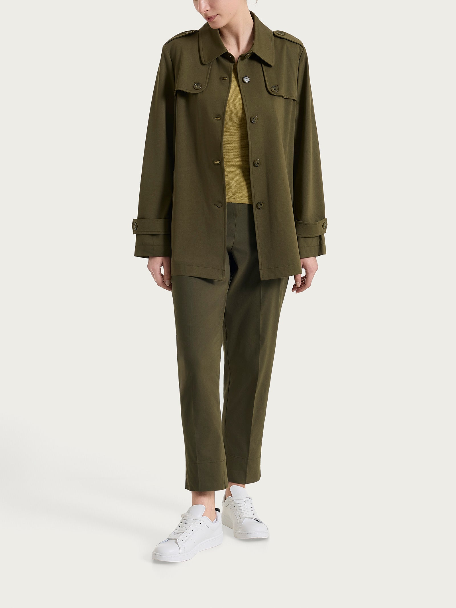 Ragno Compact Light Trench Corto Elastico Dark Olive