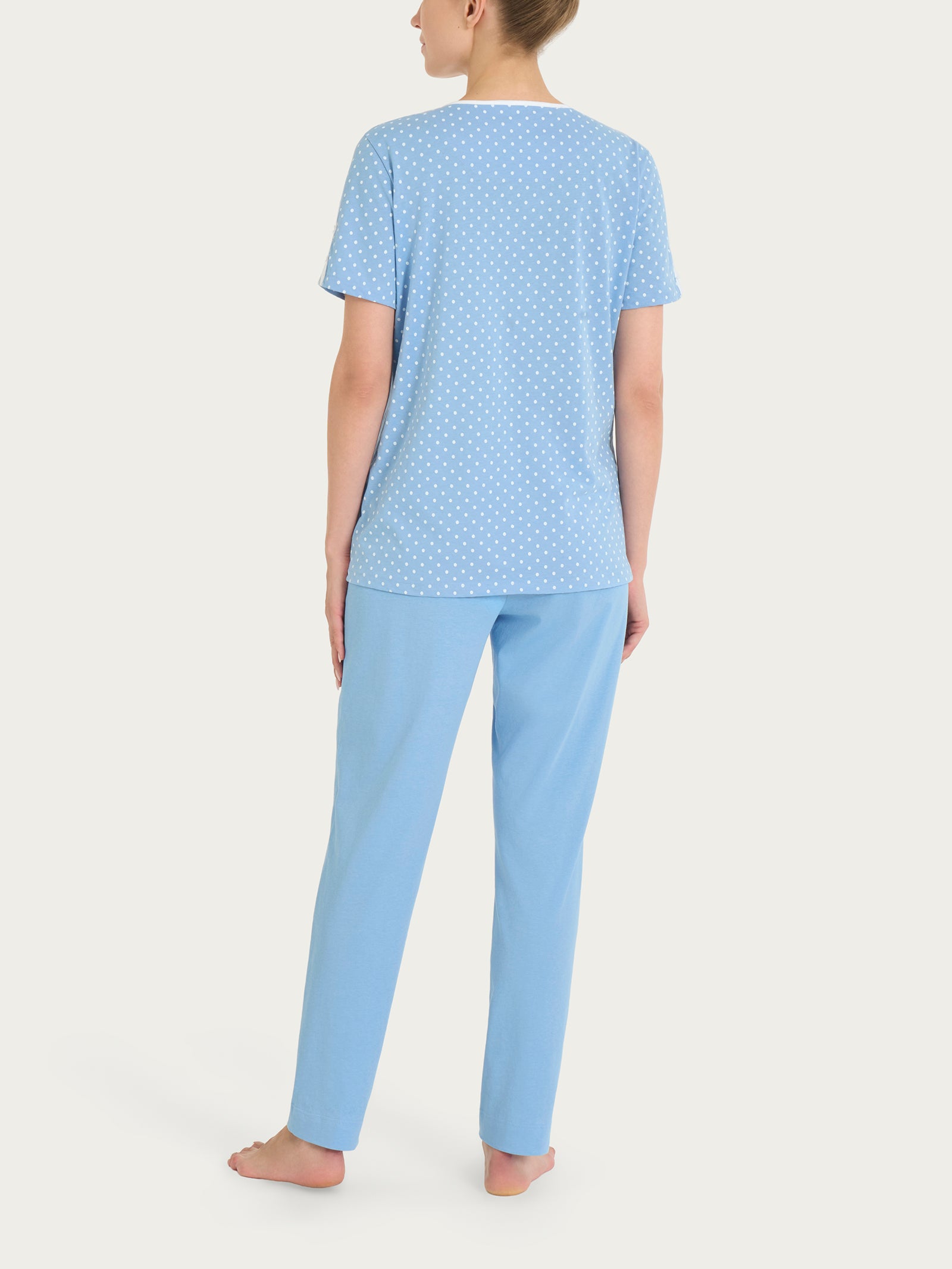 Ragno Jersey Cotone Pigiama Pois Blu manica corta