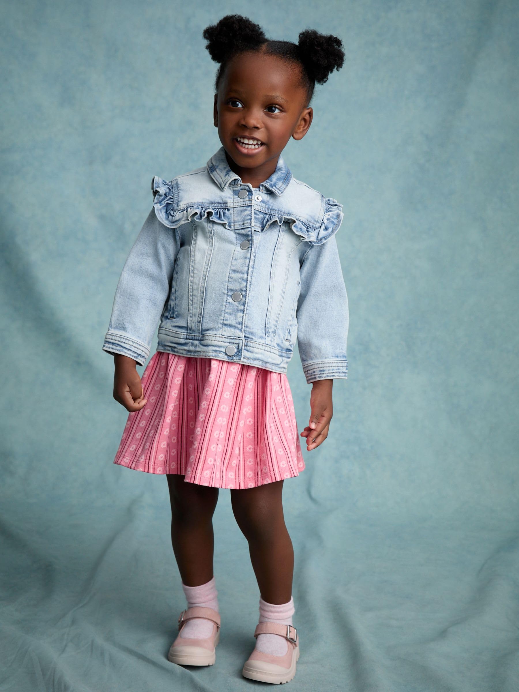 Next giacca jeans bambina ruches 104-110 denim elasticizzato