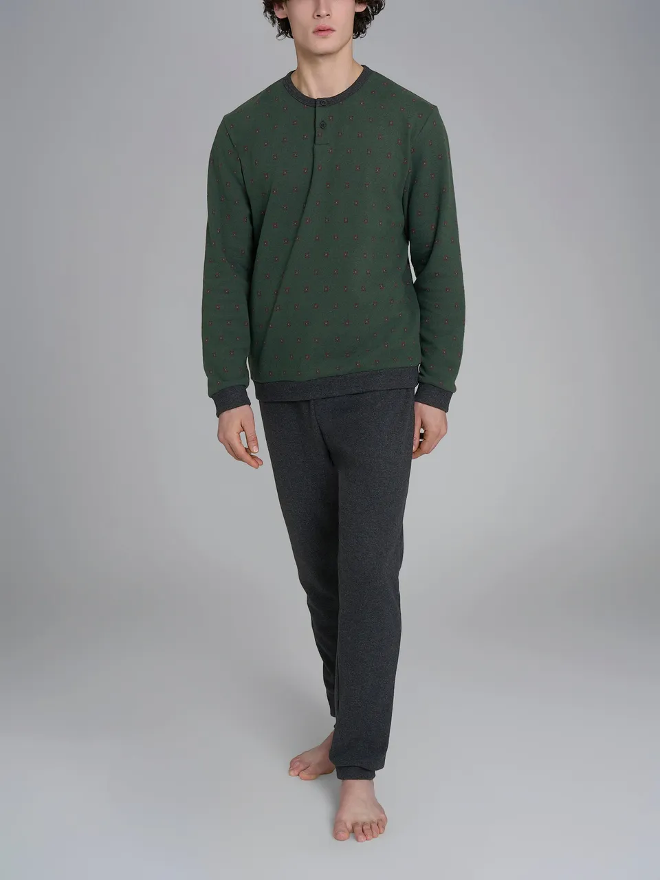 Ragno Sport Pigiama Serafino Cotton Eco Pile Uomo Smeraldo