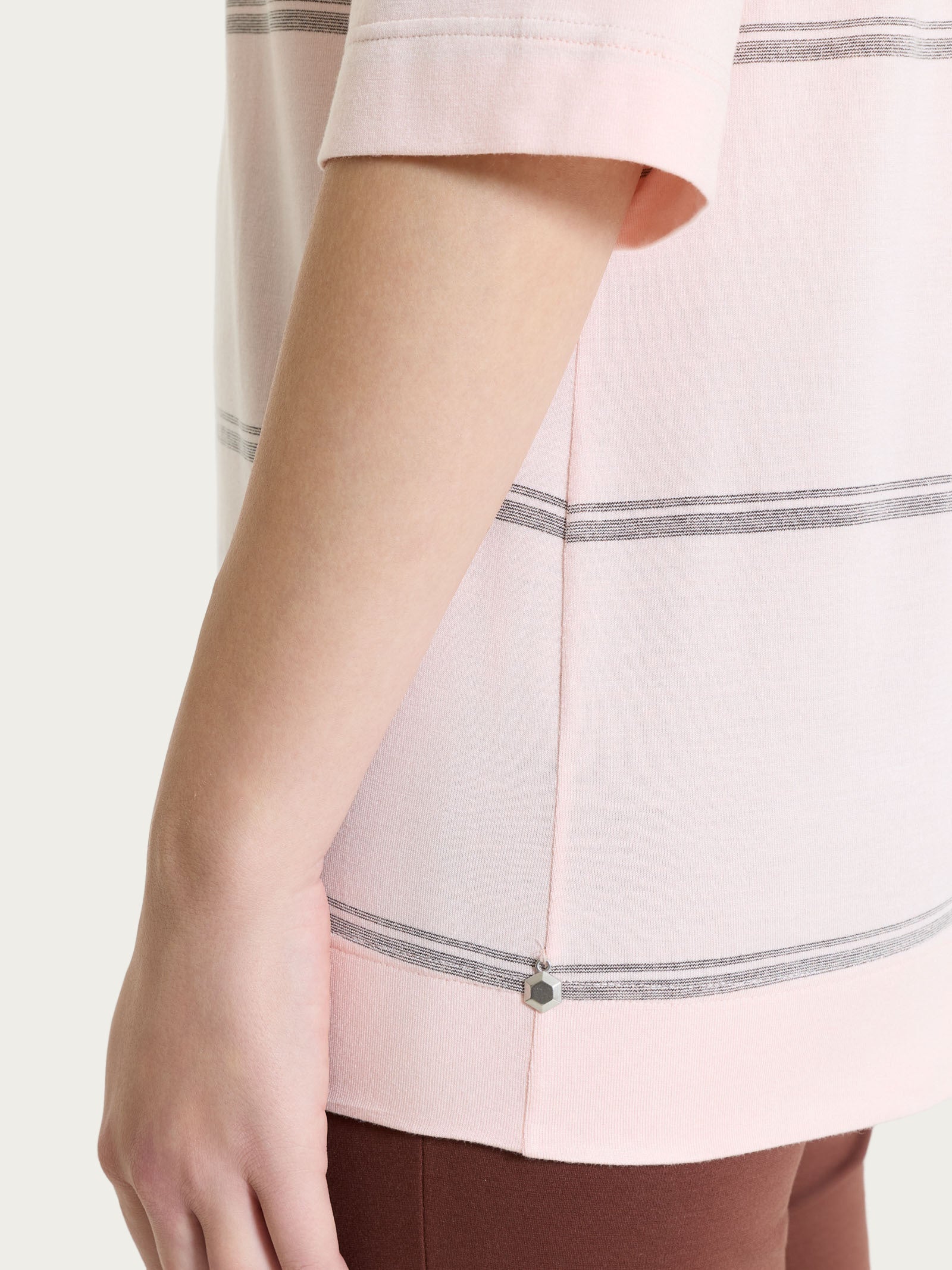 Ragno Viscosa Summer Maglietta maglietta Cameo Rose righe lurex