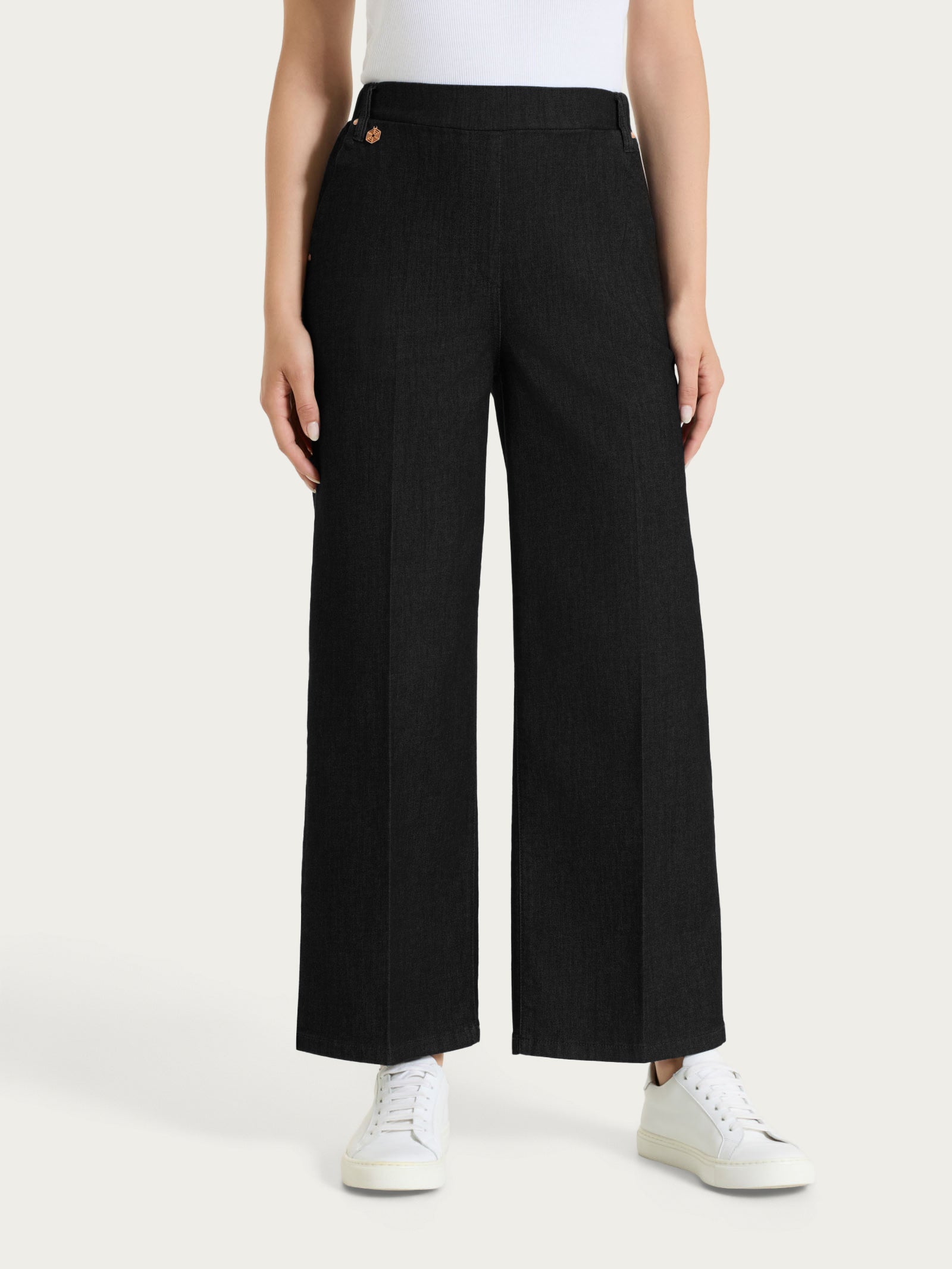 Ragno Jeans wide leg Light Denim cropped Nero