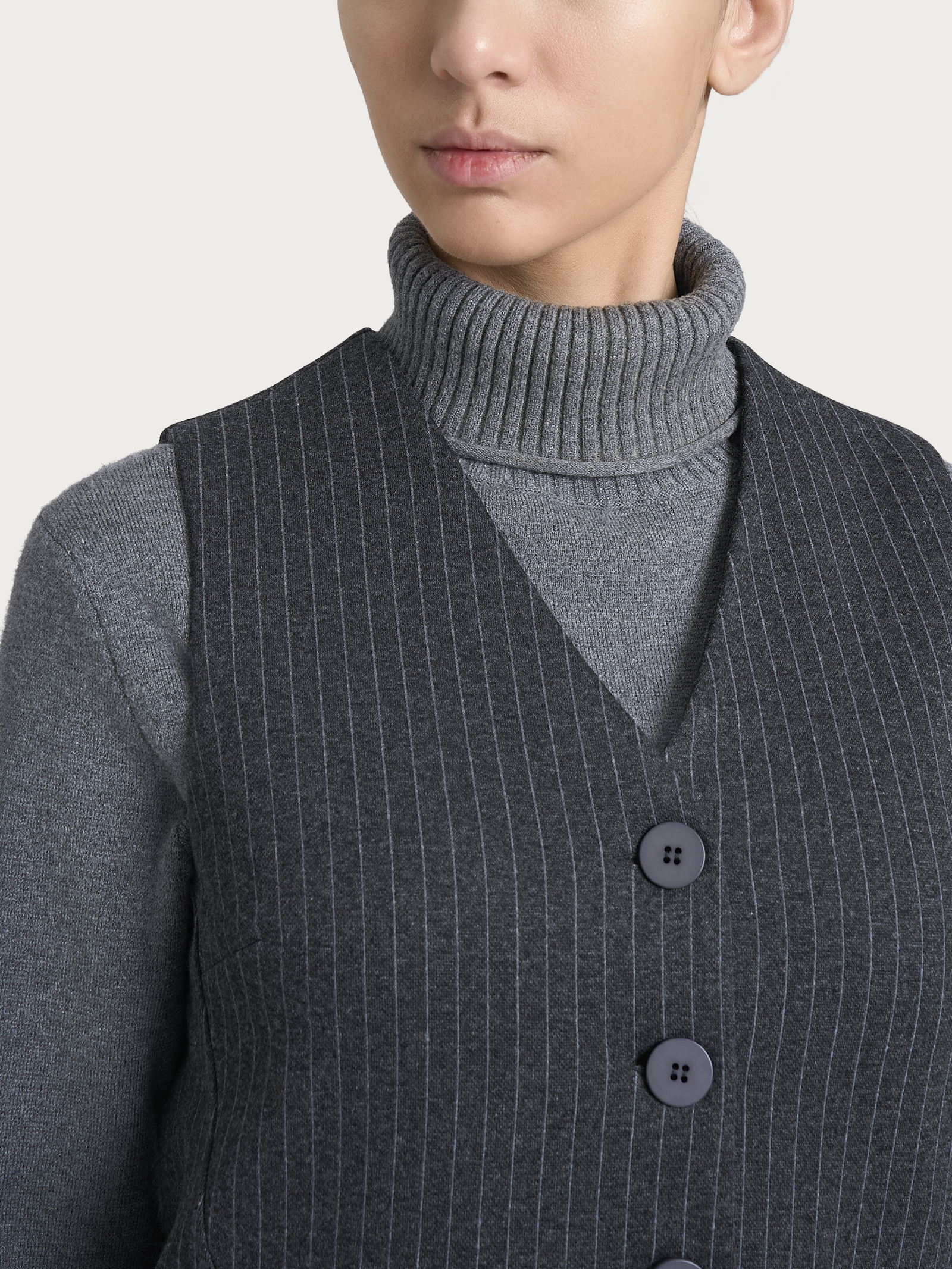 Ragno Eco Jacquard Gessato 4 Bottoni Gilet Fant.Oscuro Mel elasticizzato