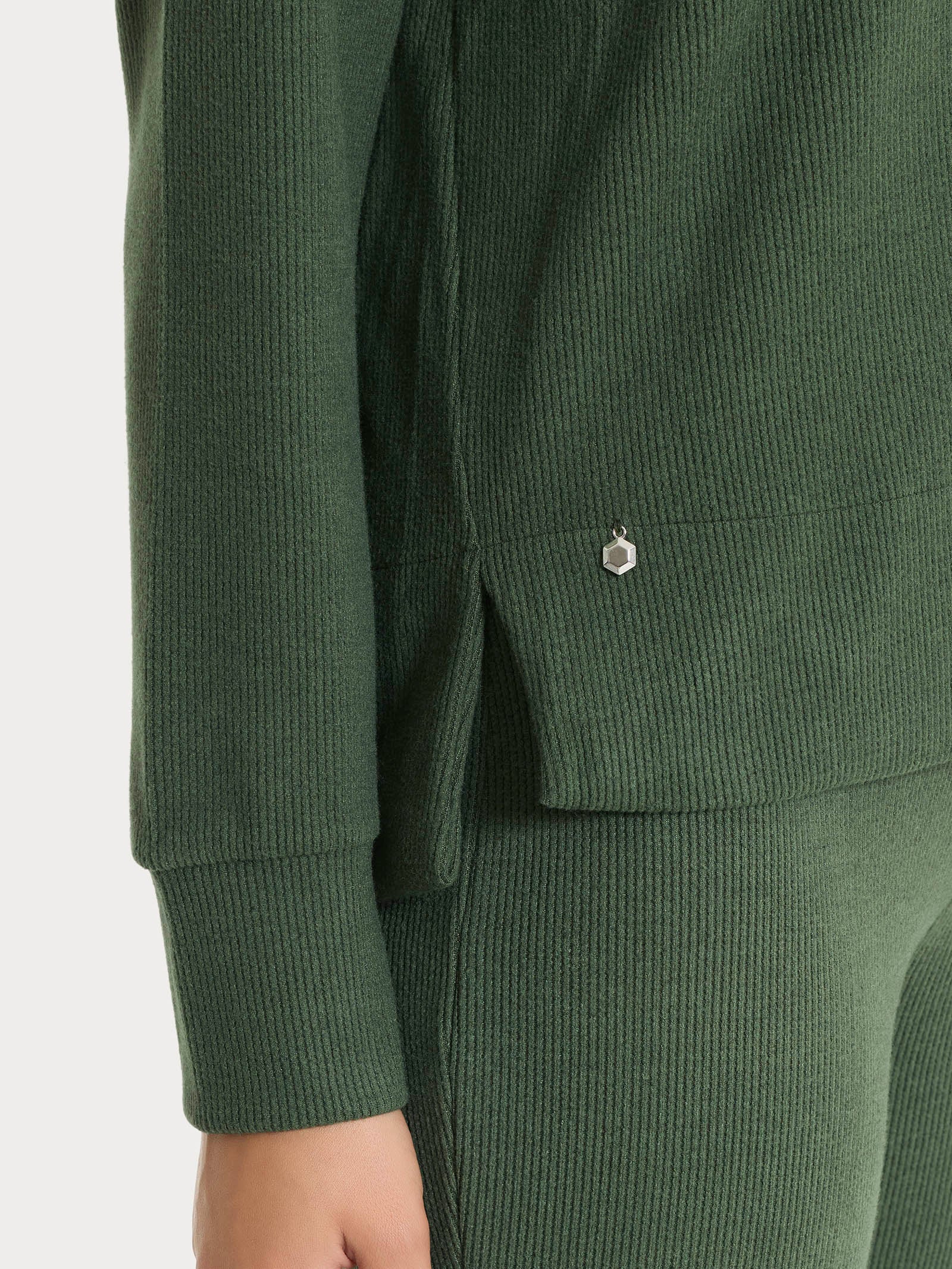 Ragno Velvet Felpa Collo Ciambella Over Bronze Green