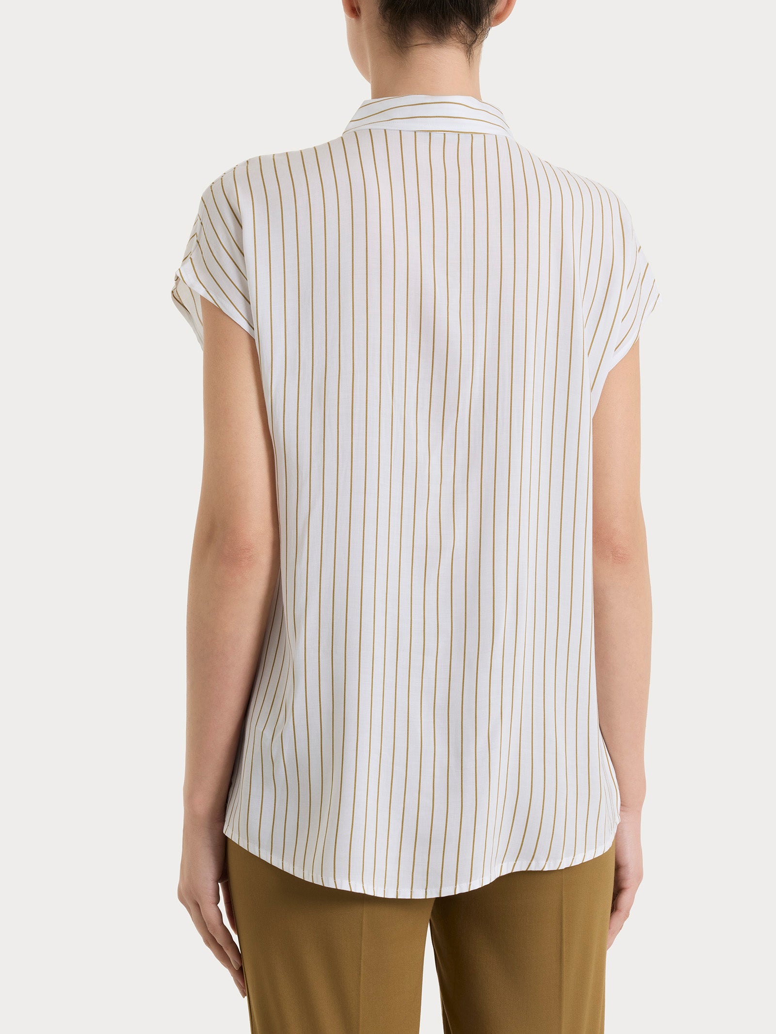 Ragno EcoSeta camicia righe manica corta bianca