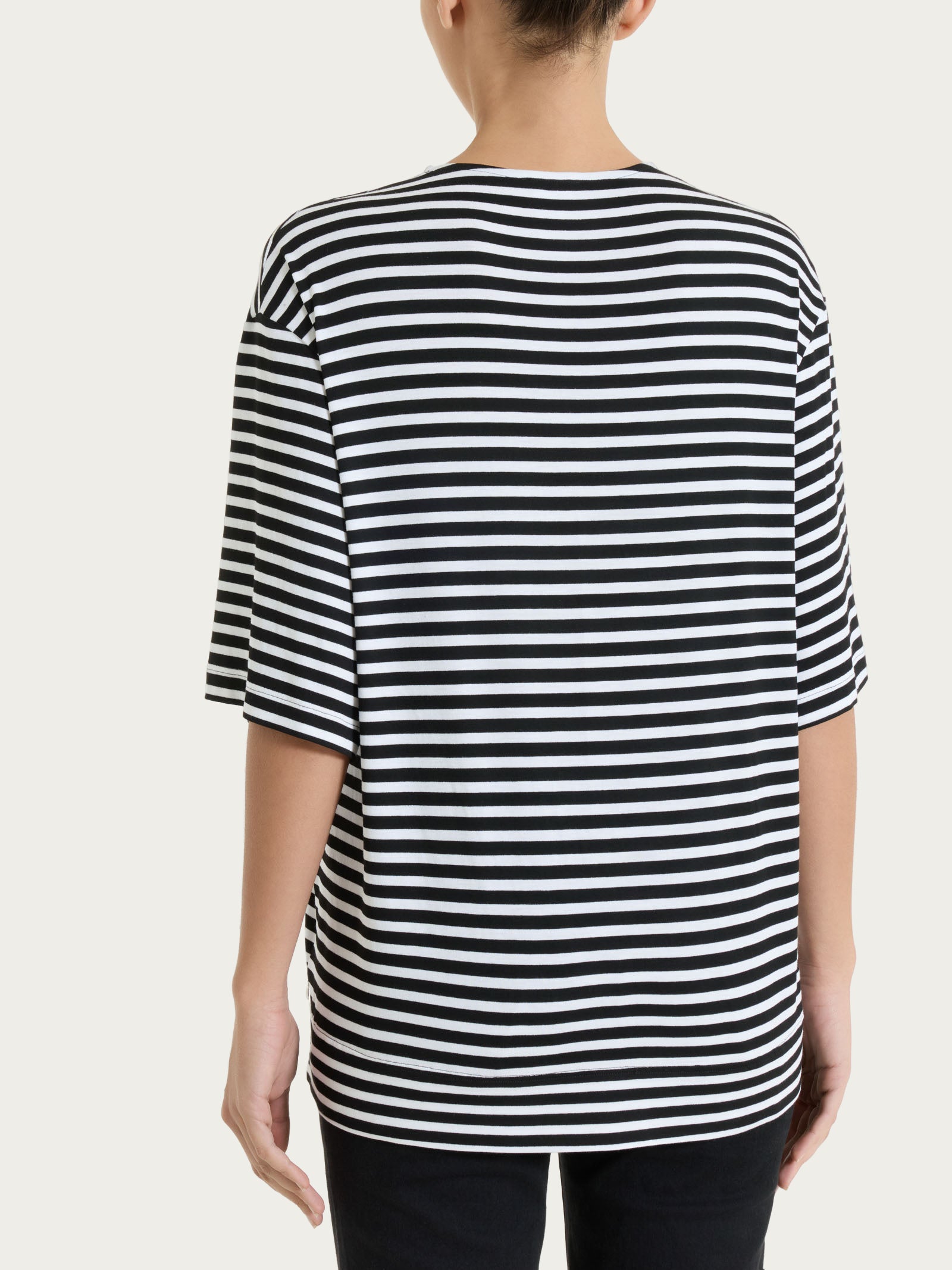 Ragno Viscosa Summer maglietta boxy a righe Nero riga pari fresca