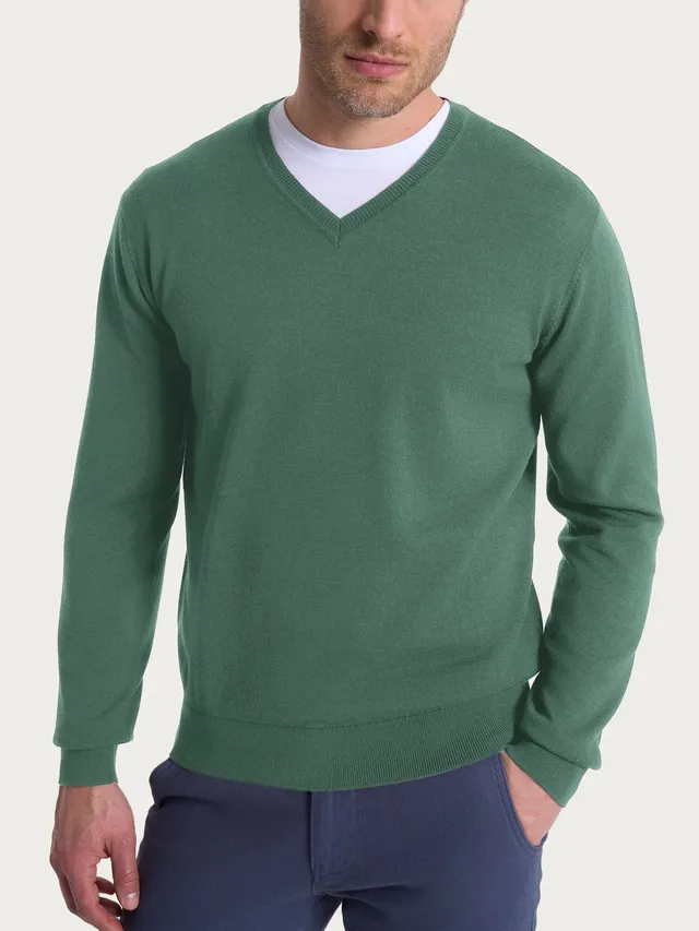Ragno Merino Soft Pull Scollo V Lana Dark Forest