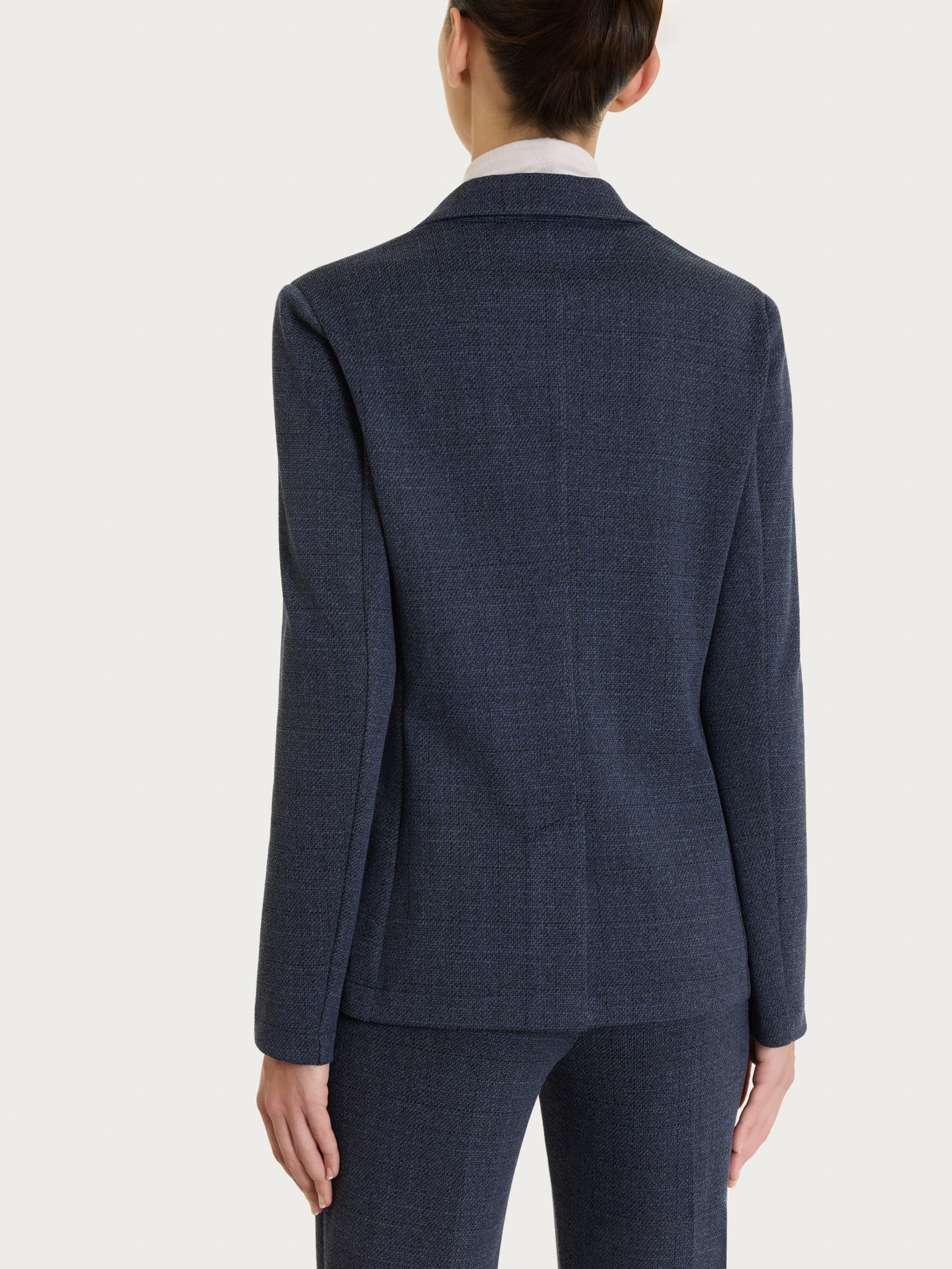Ragno Compact Blazer Due Bottoni Jacquard Blu Tweed
