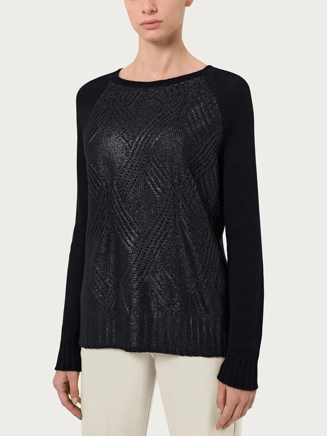 Ragno Merino Soft Girocollo maglia angora nero calda