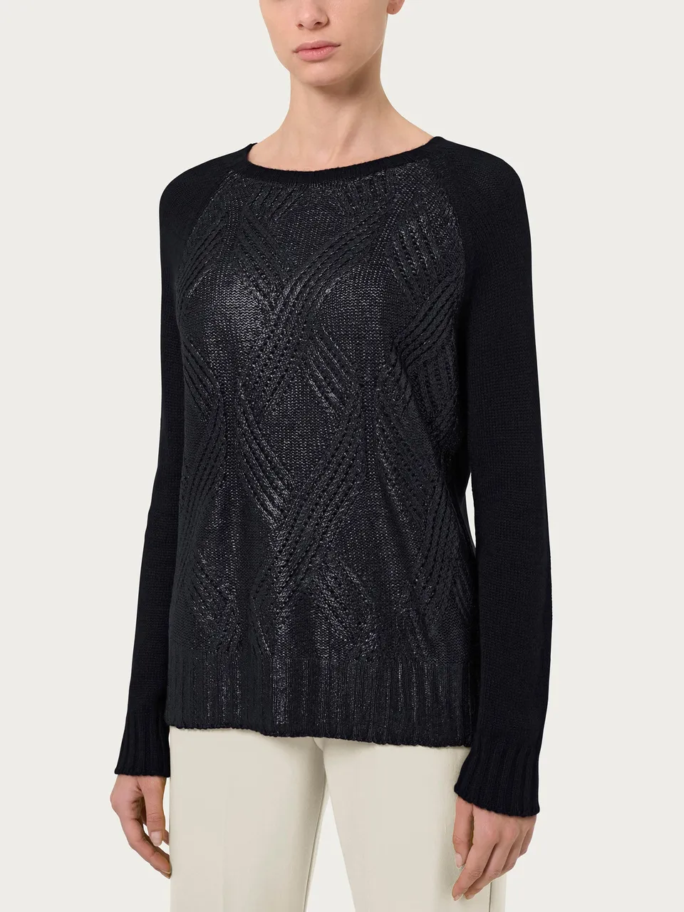 Ragno Merino Soft Girocollo maglia angora nero calda