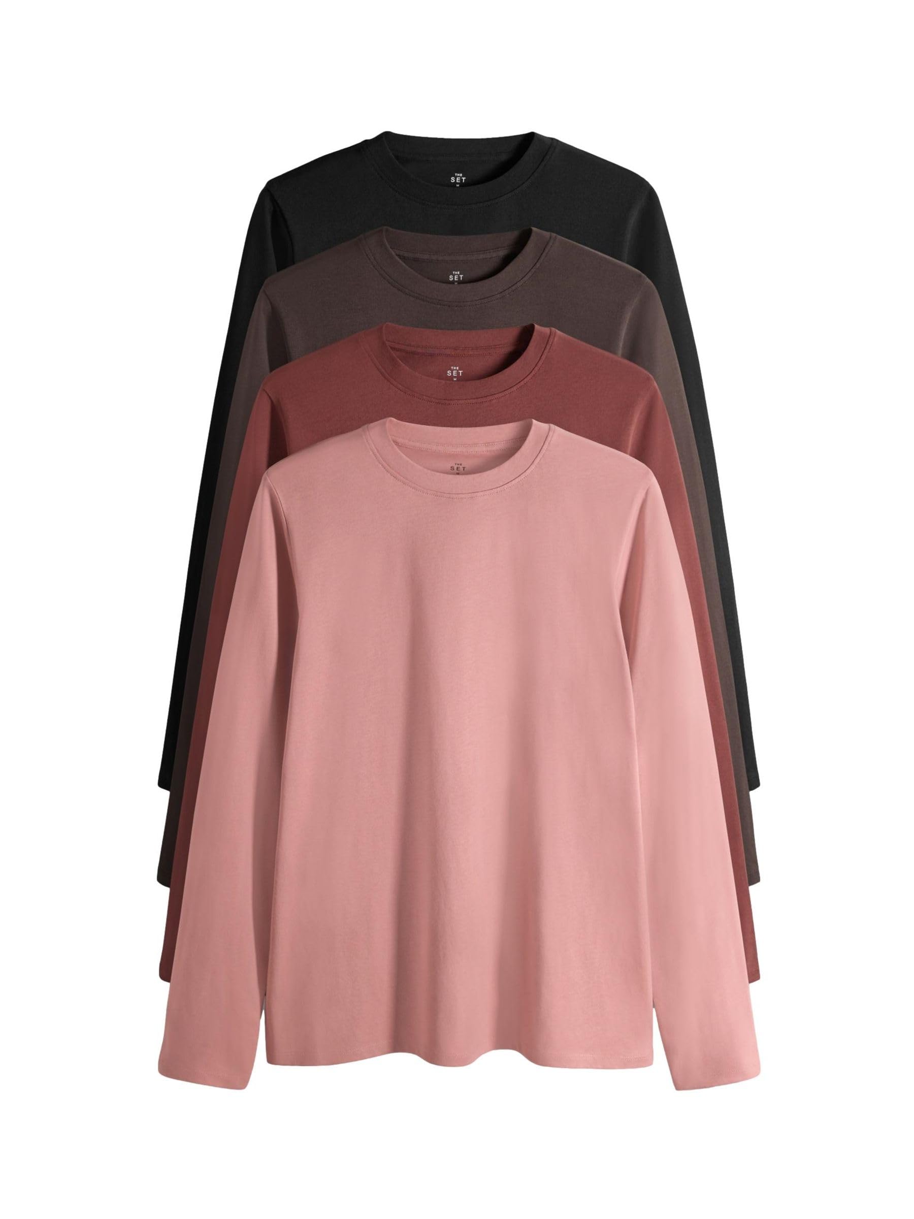 Next The Set T-Shirt Maniche Lunghe Donna 4 Pezzi Verde Rosa