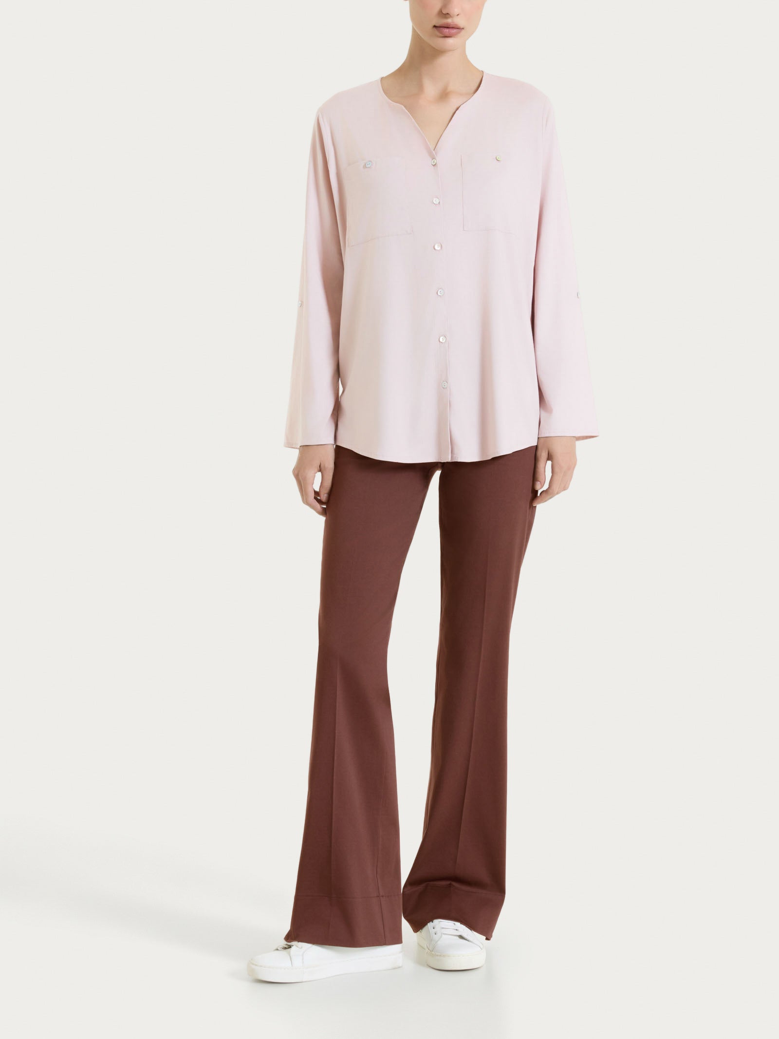 Ragno Camicia Voile Stretch Collo Coreana Cameo Rose