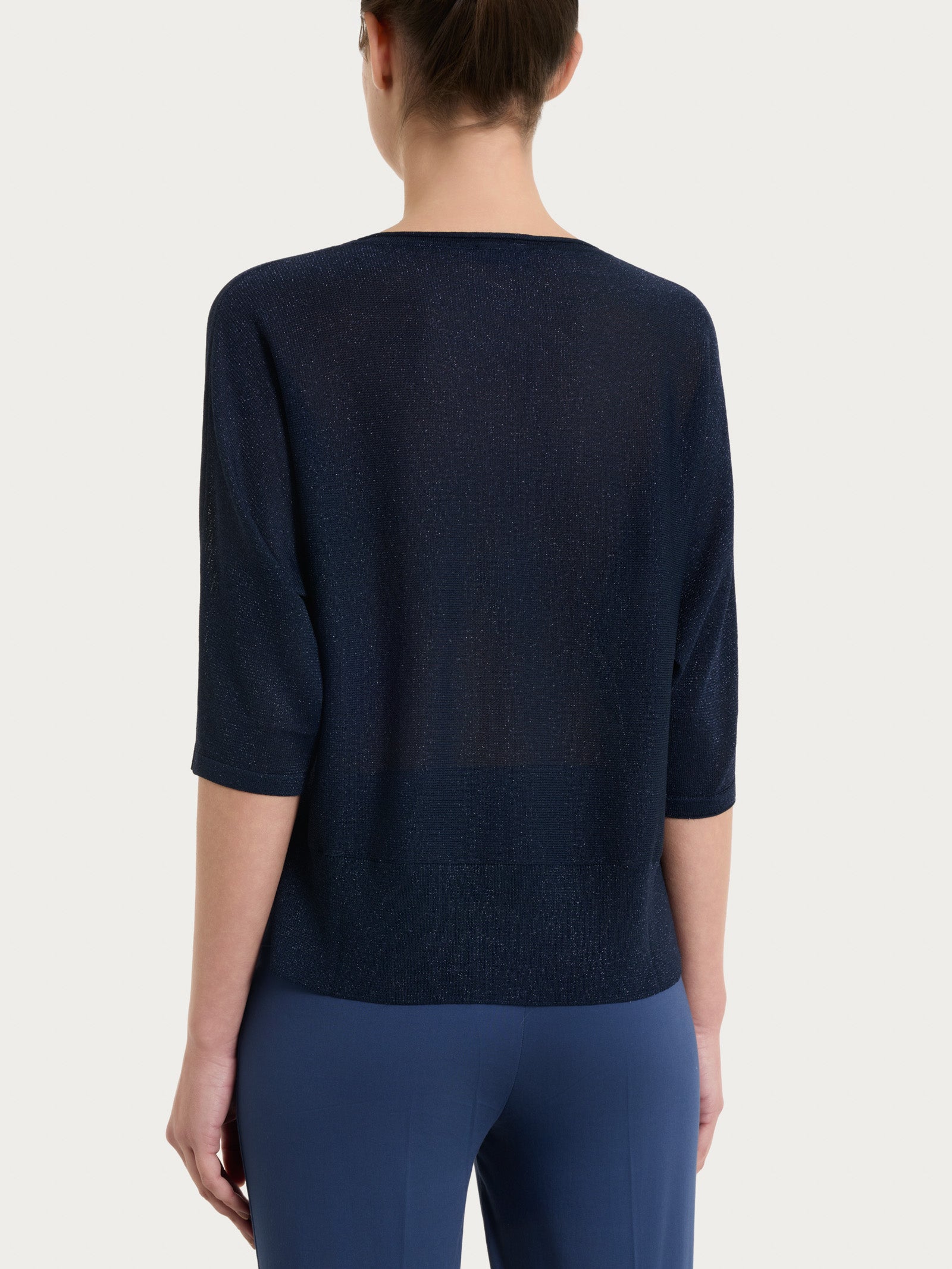 Ragno Crêpe Lurex maglia pipistrello donna blu Bleu luminosa