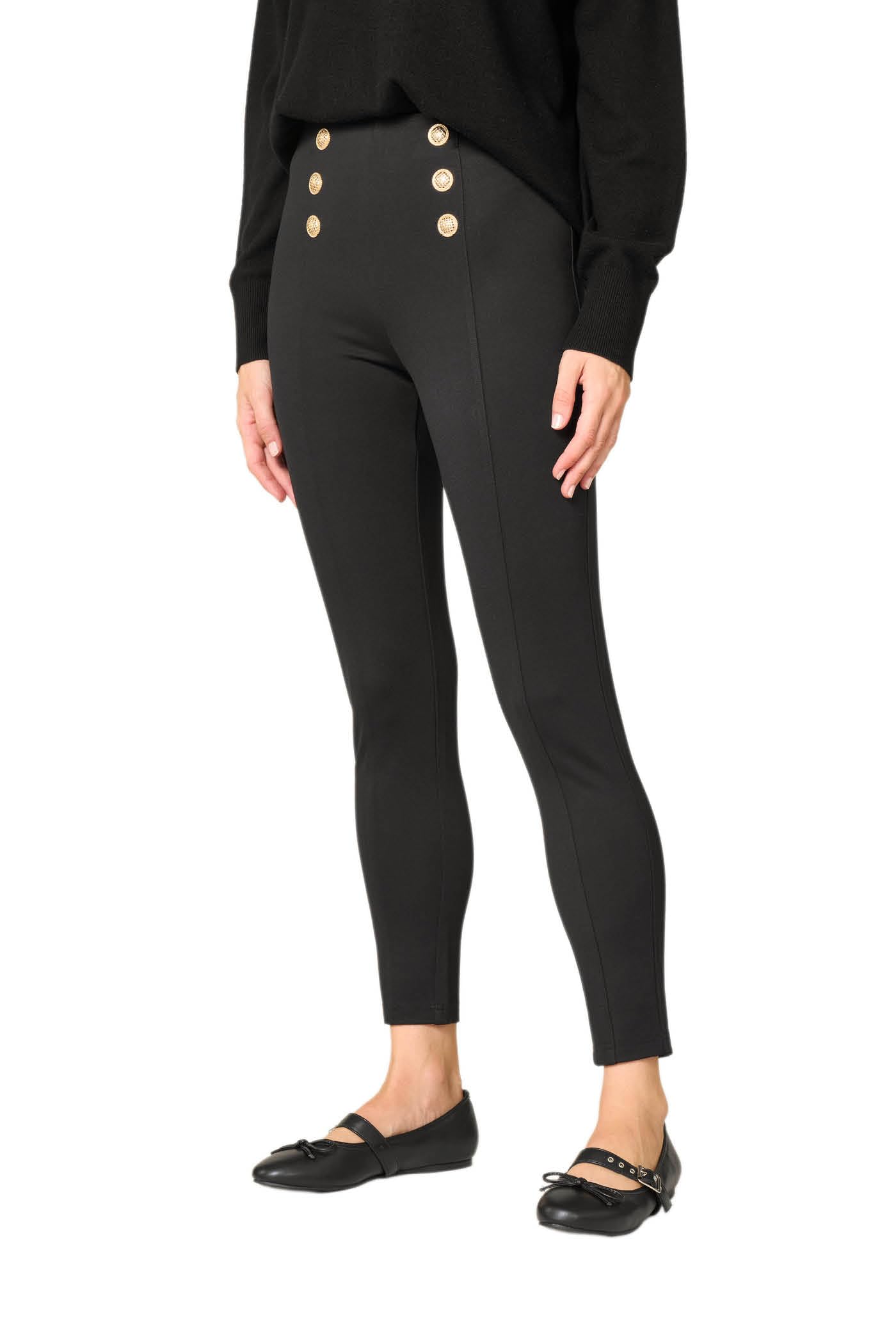Goldenpoint pantaloni skinny con bottoni misto viscosa
