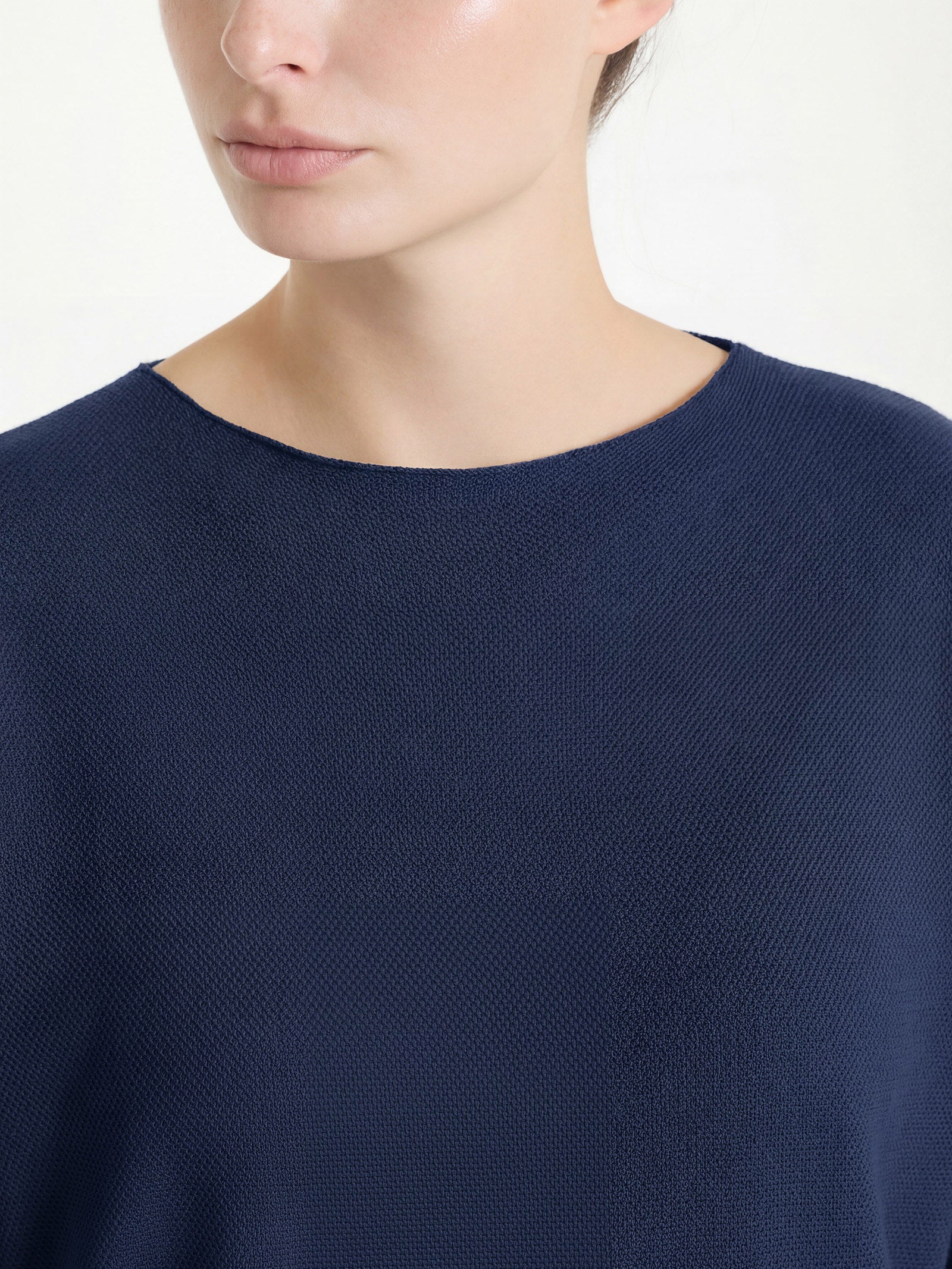 Ragno Puro Cotone maglia girocollo donna Bleu manica 3/4