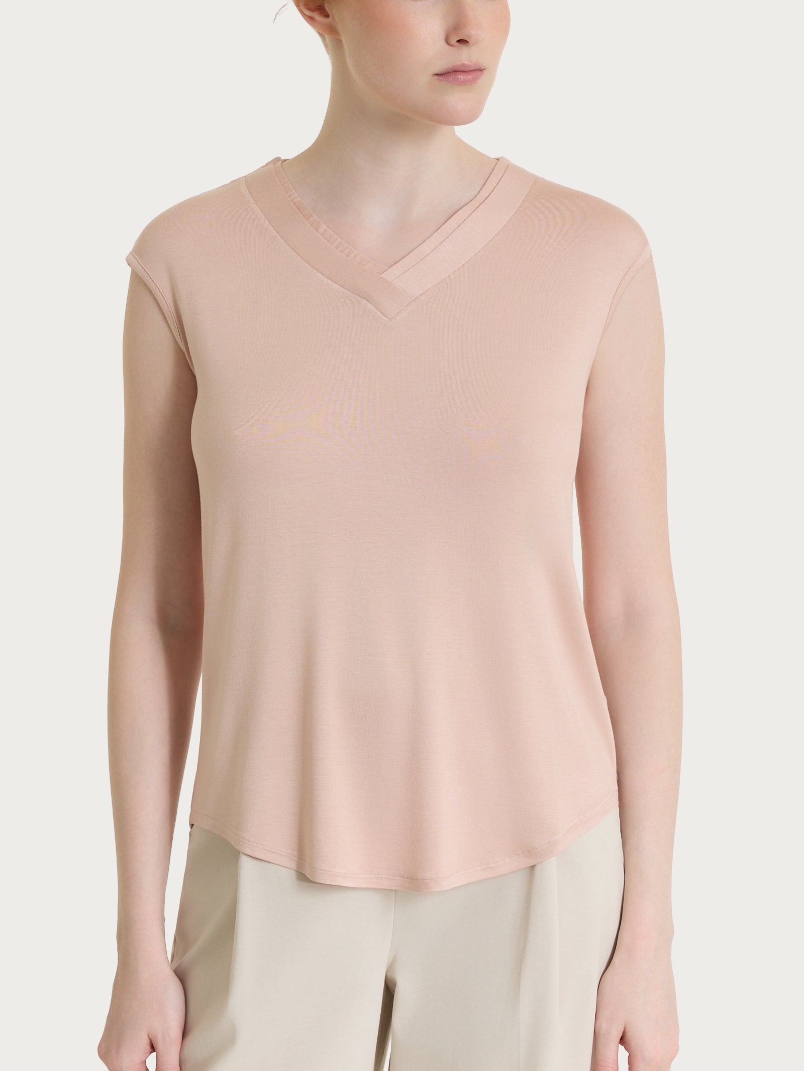 Ragno Viscosa Summer maglietta scollo V incrociato Cameo Rose fresca