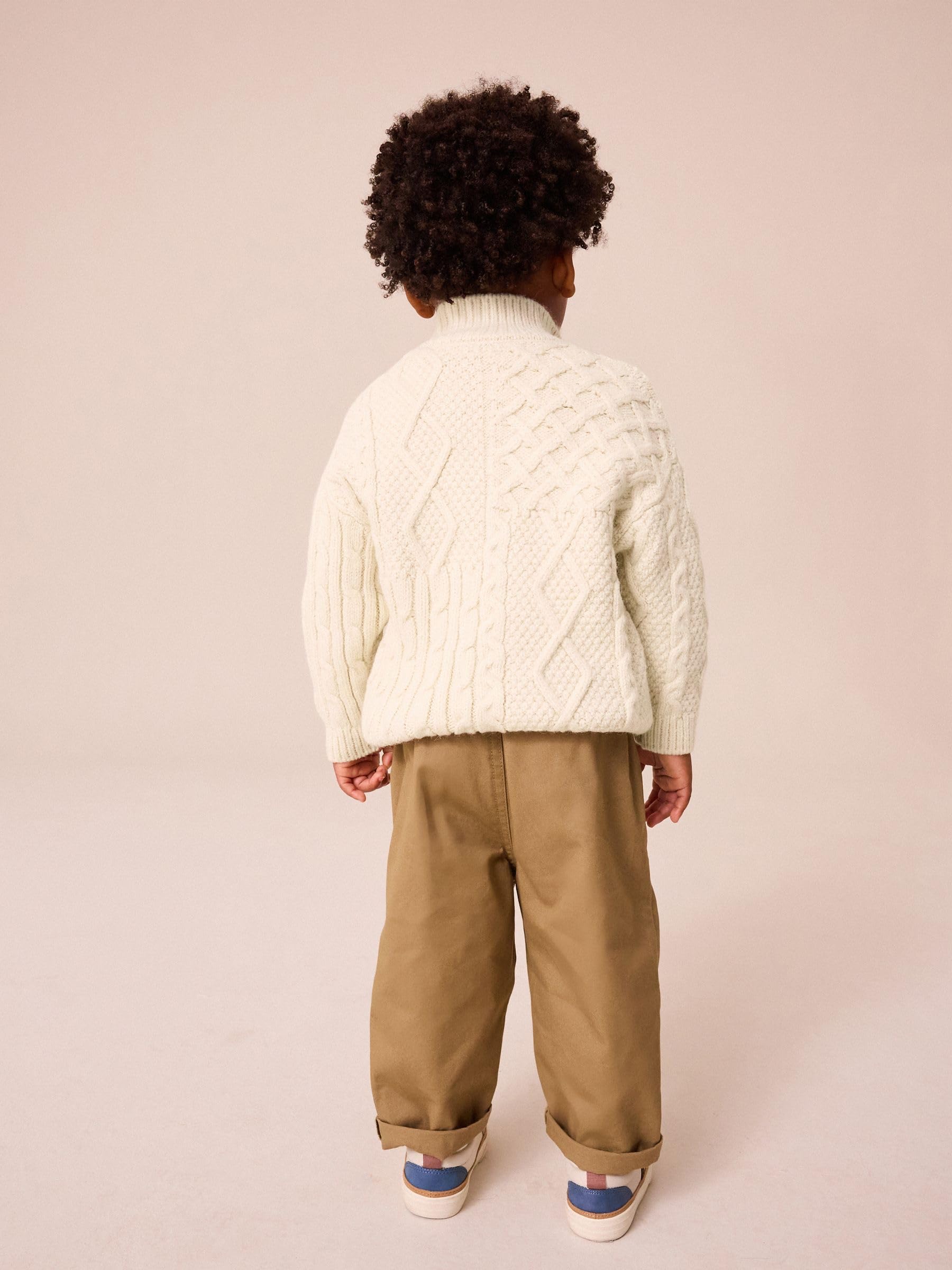 Next maglione bambino trecce con zip collo 62-68