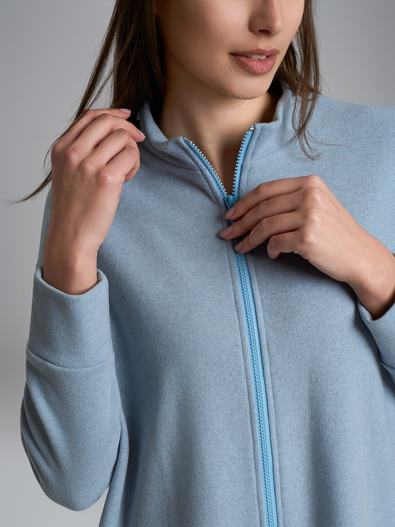 Ragno Cotton Eco Pile vestaglia Nebbia zip pile