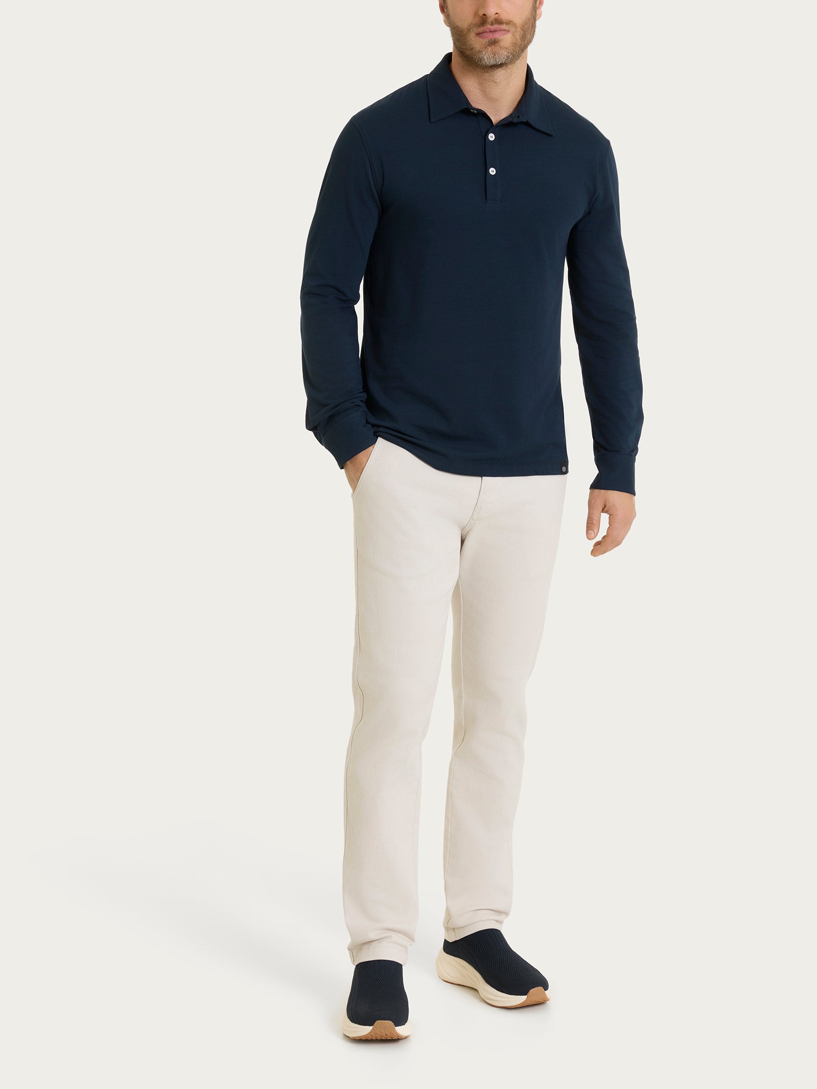Ragno Ultralight Polo Bleu Uomo manica lunga cotone