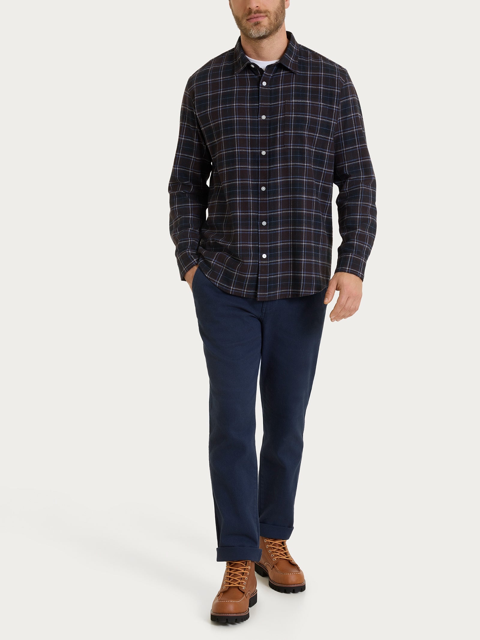 Ragno Cotton Flannel camicia tartan chocolate flanella