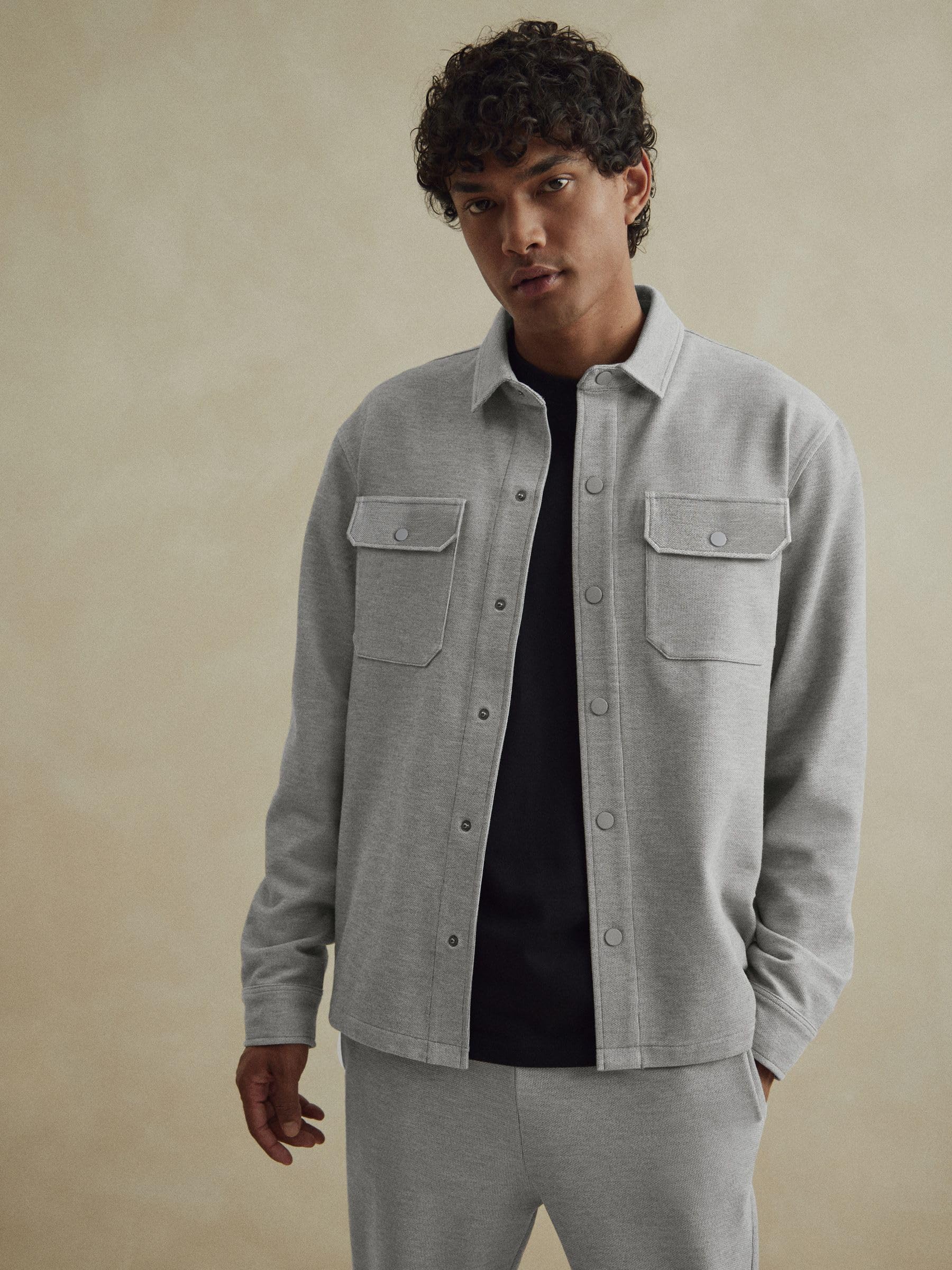 Next giacca camicia uomo twill jersey bottoni L