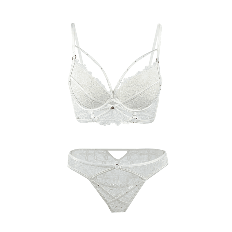 Maria Grazia Severi Ivory Lace Strappy completo intimo bianco balconcino
