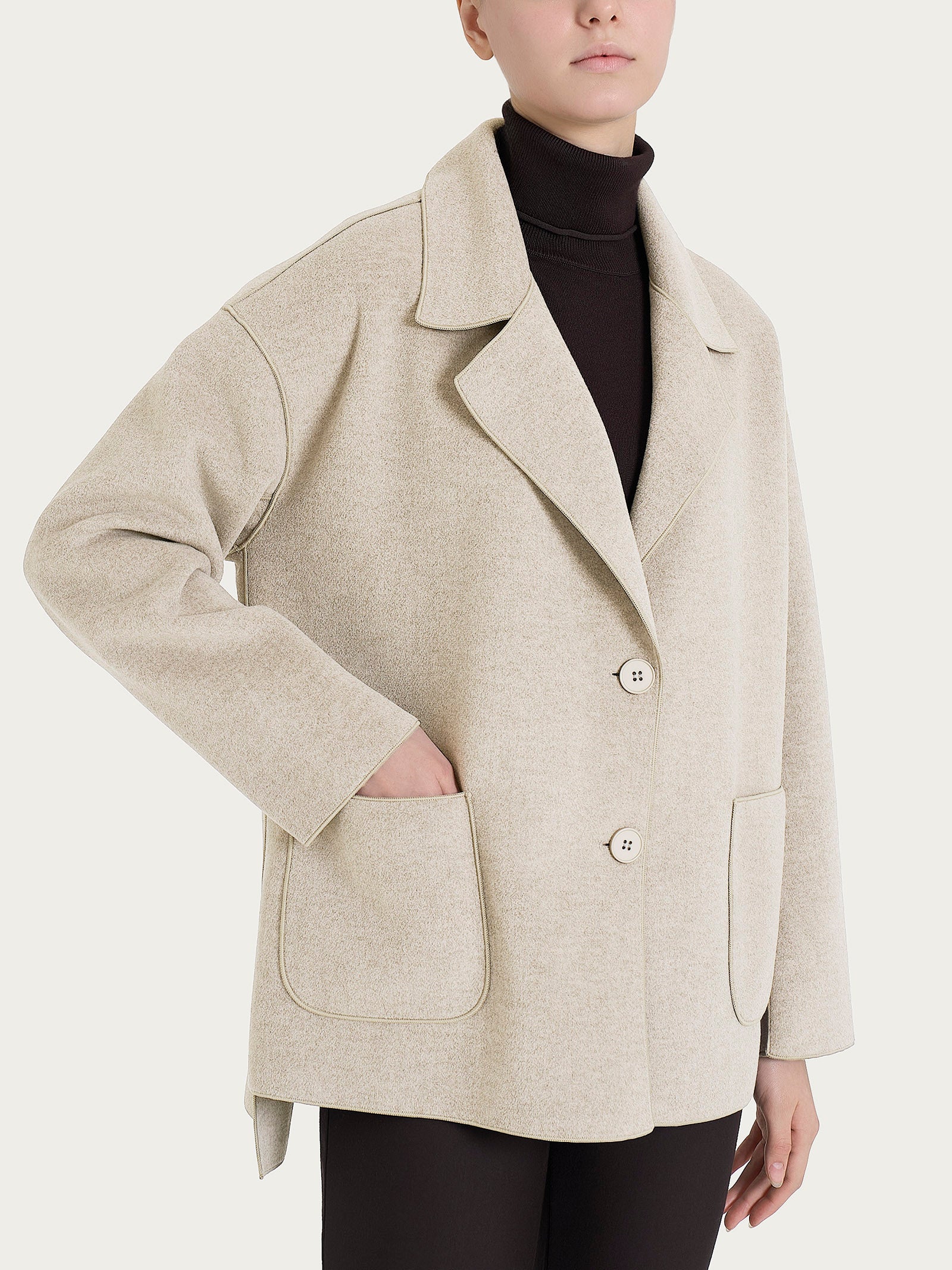 Ragno Vegan Wool cappotto caban Champignon melange corto