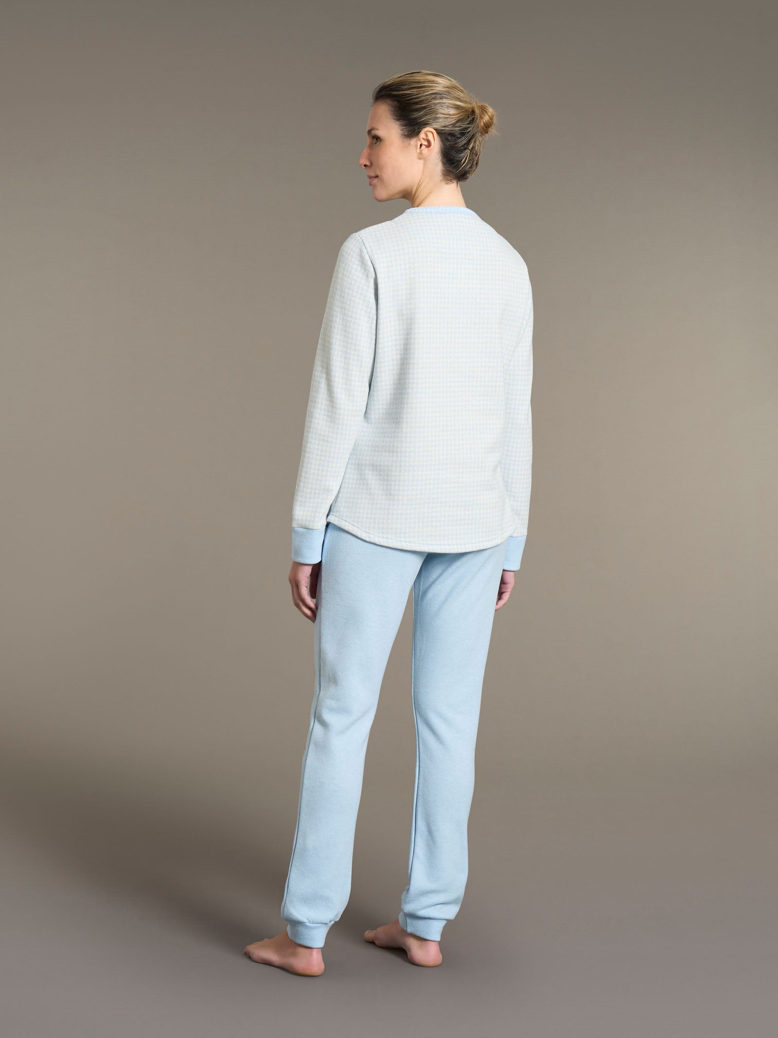 Ragno Cotton Eco Pile Pigiama Serafino Sky Blue Donna