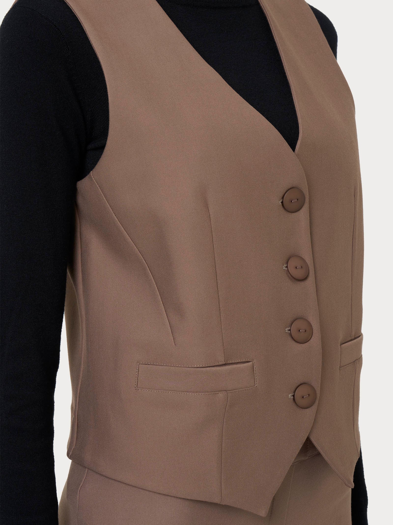 Ragno Compact Gilet 4 Bottoni Pine Bark viscosa elasticizzata