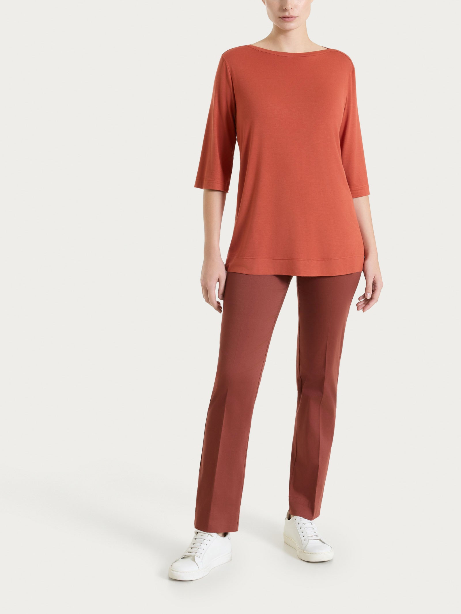 Ragno Satin Power pantalone capri dritto Mahogany cotone