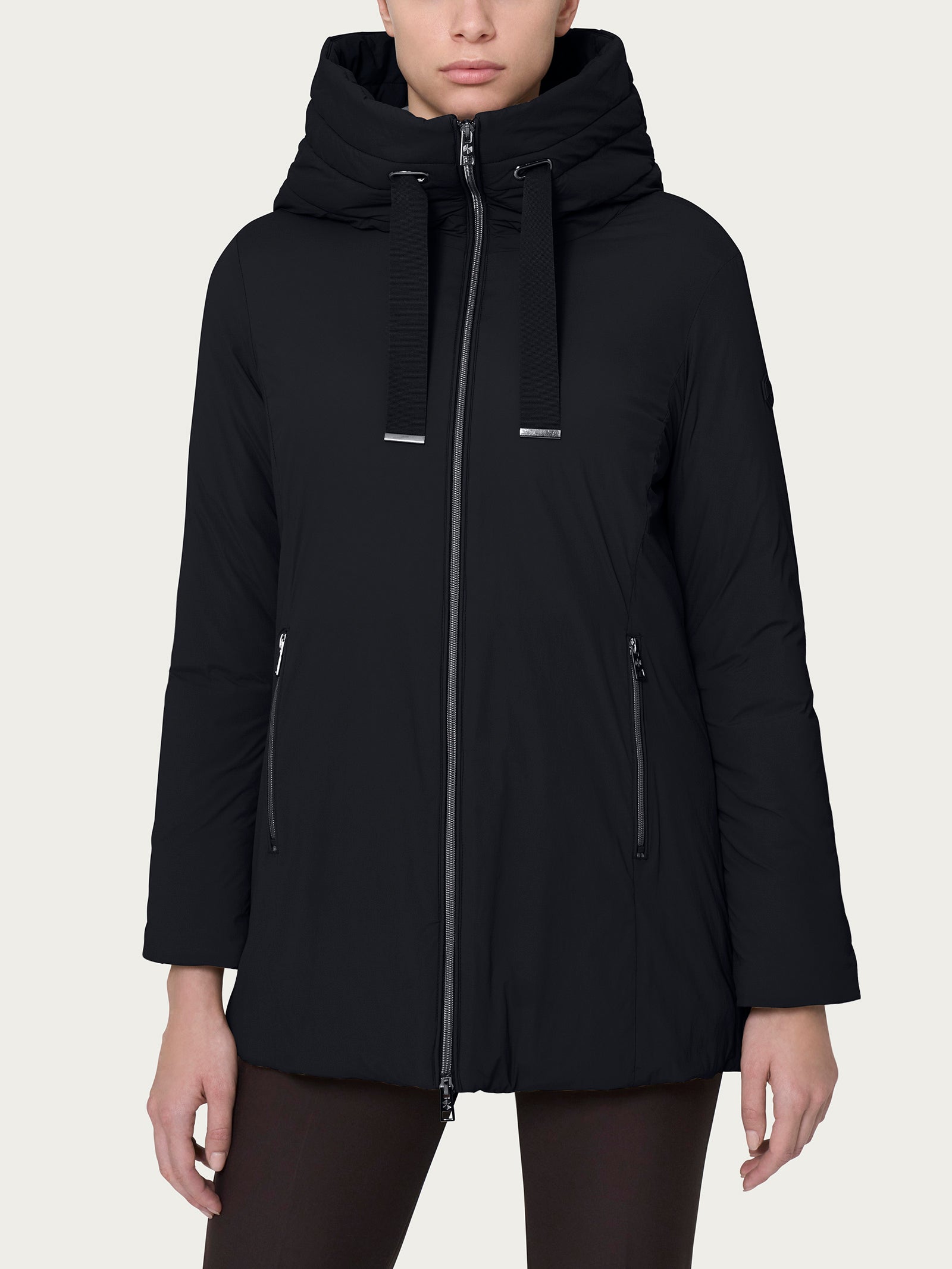 Ragno Comfort Piumerino 200g Lana Nero Donna Cappuccio