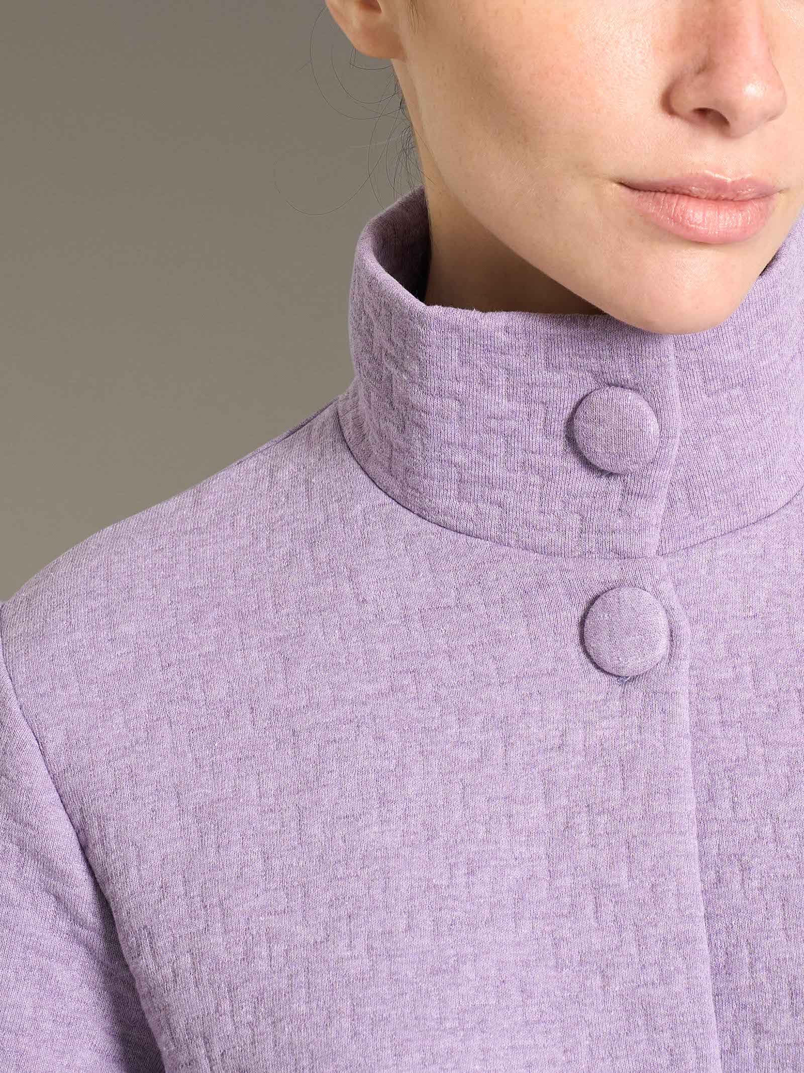 Ragno Jersey Cotone Vestaglia Lunga Bottoni Lilla