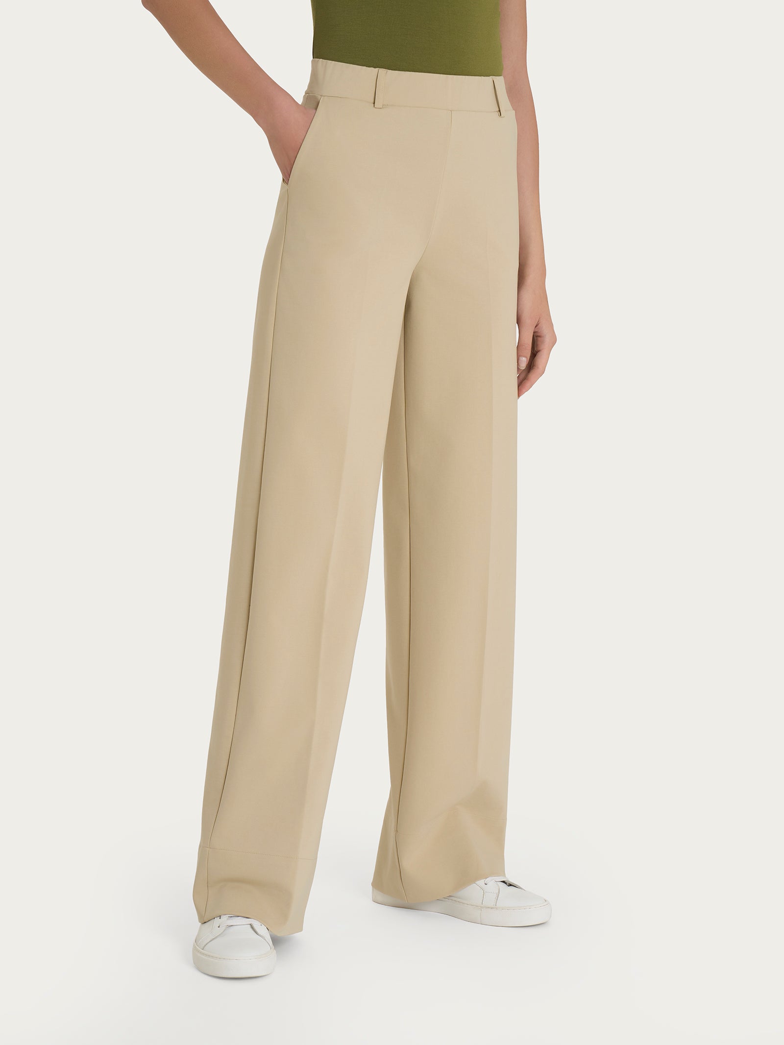 Ragno Compact Light pantalone ampio Irish Cream con tasche