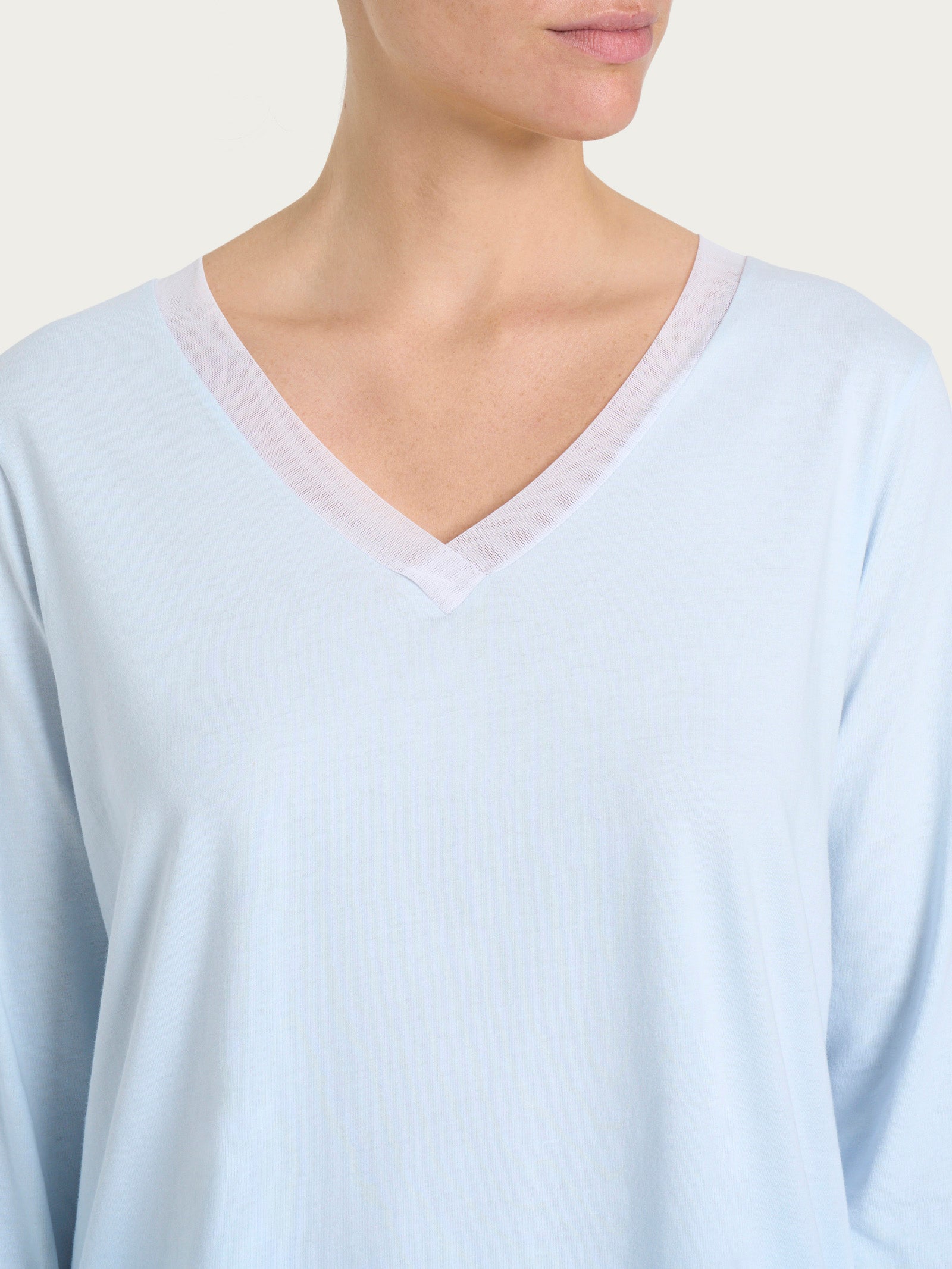 Ragno Jersey Pigiama Lungo Scollo V Azzurro Cotone